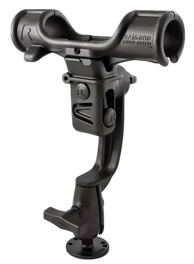 RAM Mounts Rod Light Speed Angelrutenhalterung mit runder Basisplatte (AMPS) - C-Kugel (1,5 Zoll), im Polybeutel