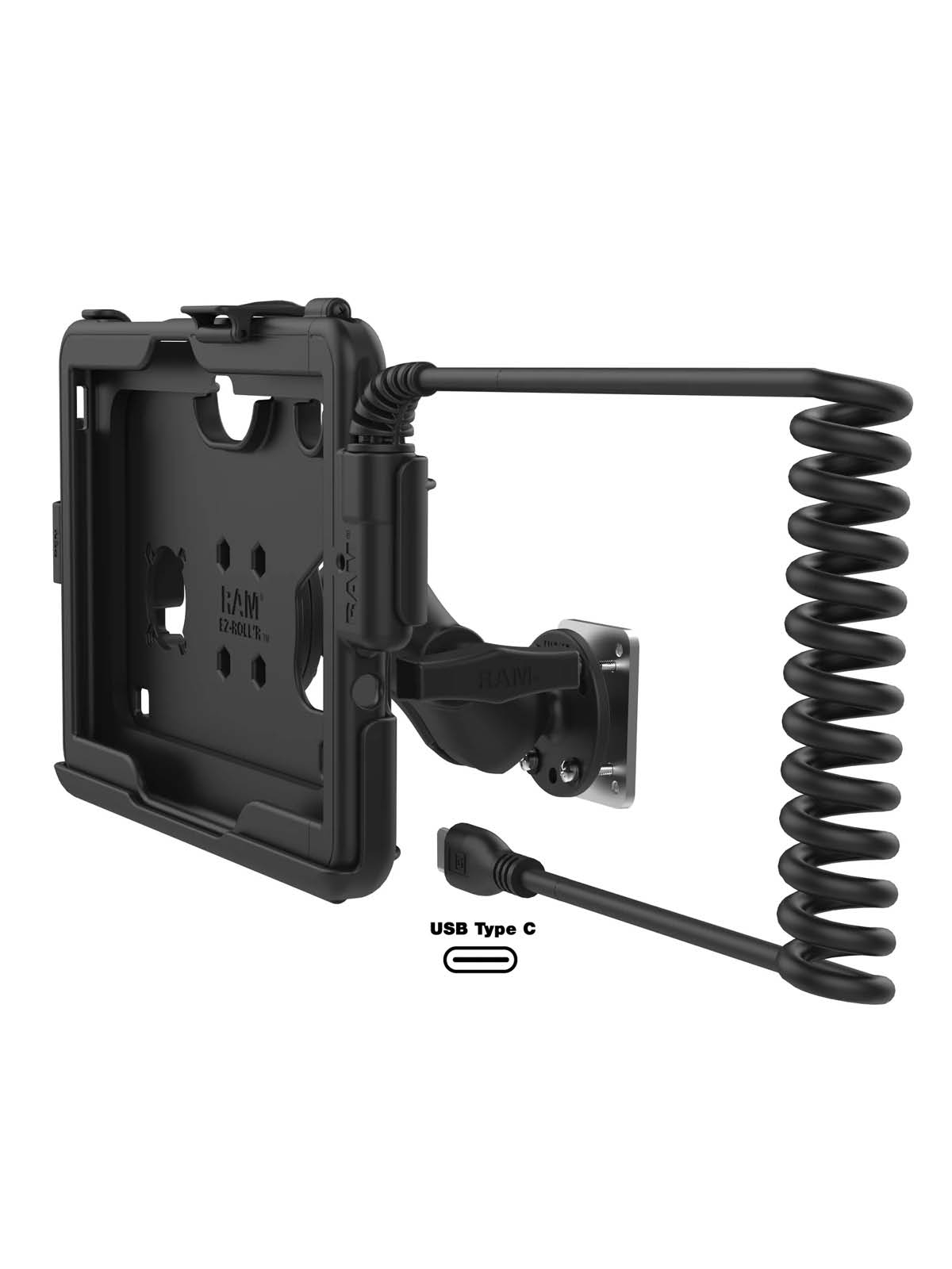 RAM Mounts Tough-Case Ladestation Samsung Tab Active4 Pro - C-Kugel (1,5 Zoll), USB-C, 12-24V Eingang