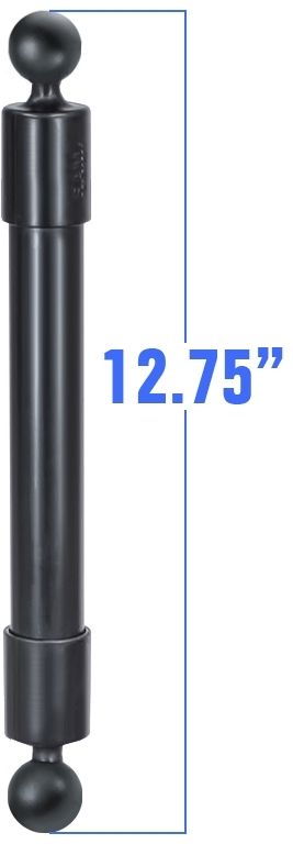 The RAP-BB-230-14U consists of a SHORT extension pole with (2 qty) 1" diameter ball ends. The ball ends are compatible with all 1" ball double socket arms.Dimensions:Pole Length (Ball End to Ball End): 12.75"Features:1. Extension poles are buoya