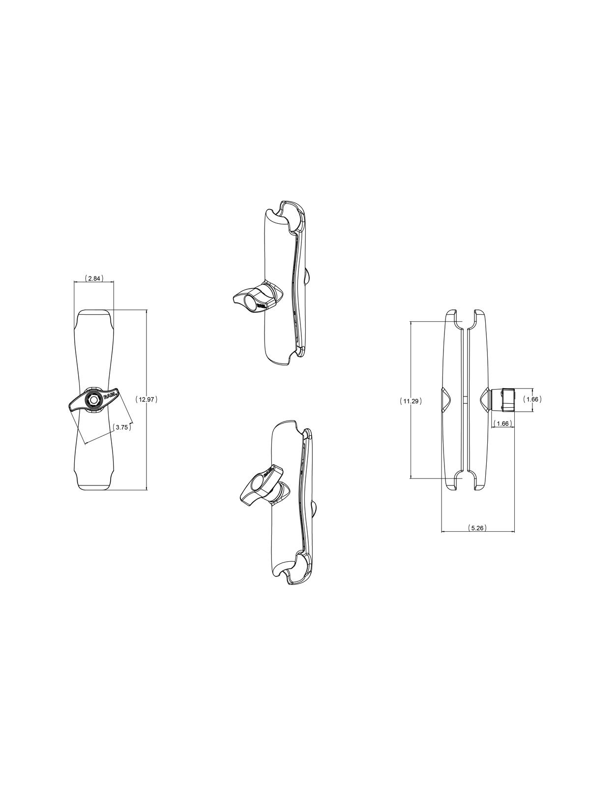 RAM Mounts Verbindungsarm lang - ca. 330 mm, für D-Kugeln (2,25 Zoll), im Polybeutel