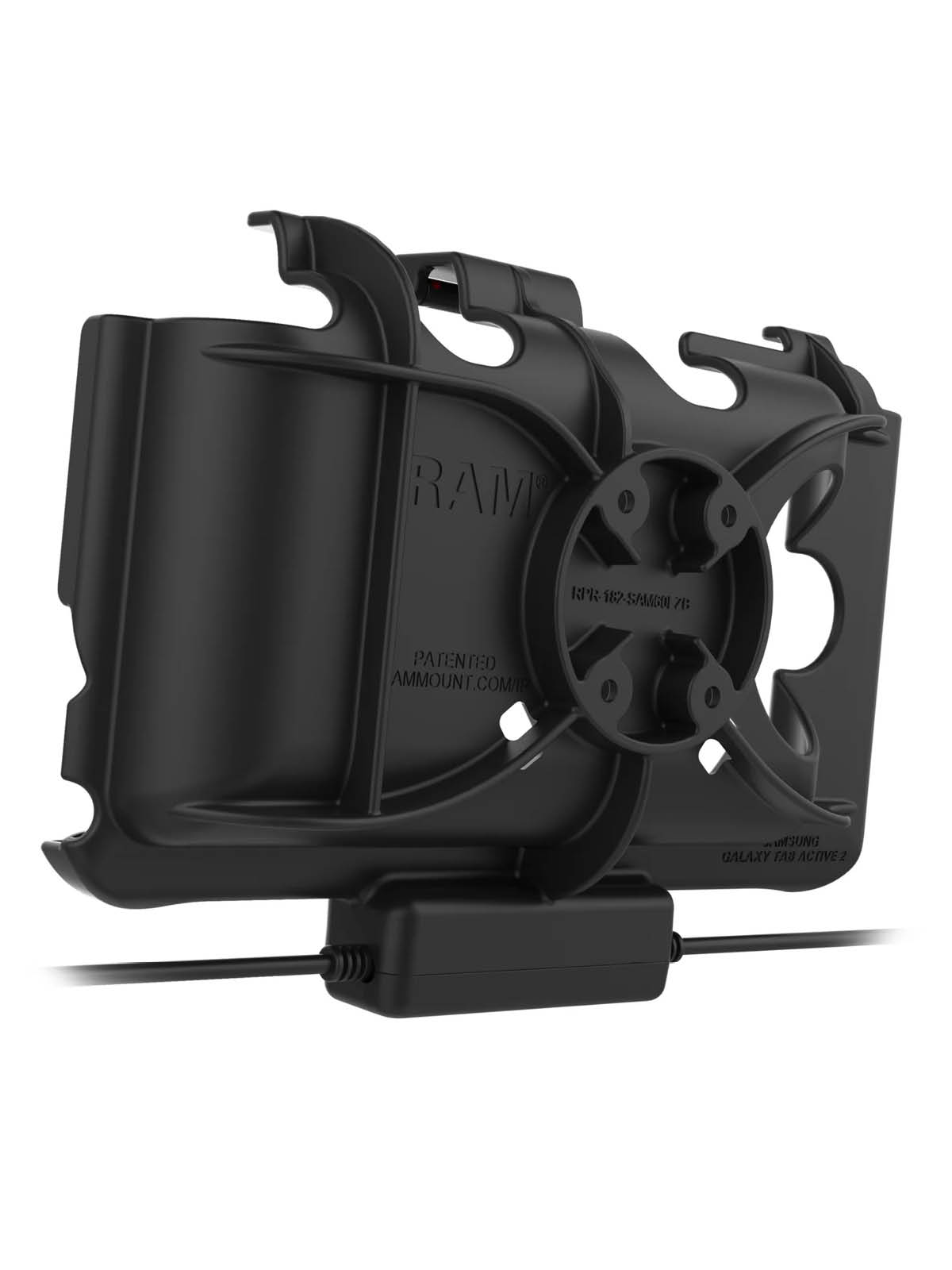 RAM Mounts EZ-Roll'r Halteschale für Samsung Tab Active5 & 3 - Fahrzeug-Ladegerät, USB-C Eingang, USB-C Ausgang, AMPS-Aufnahme