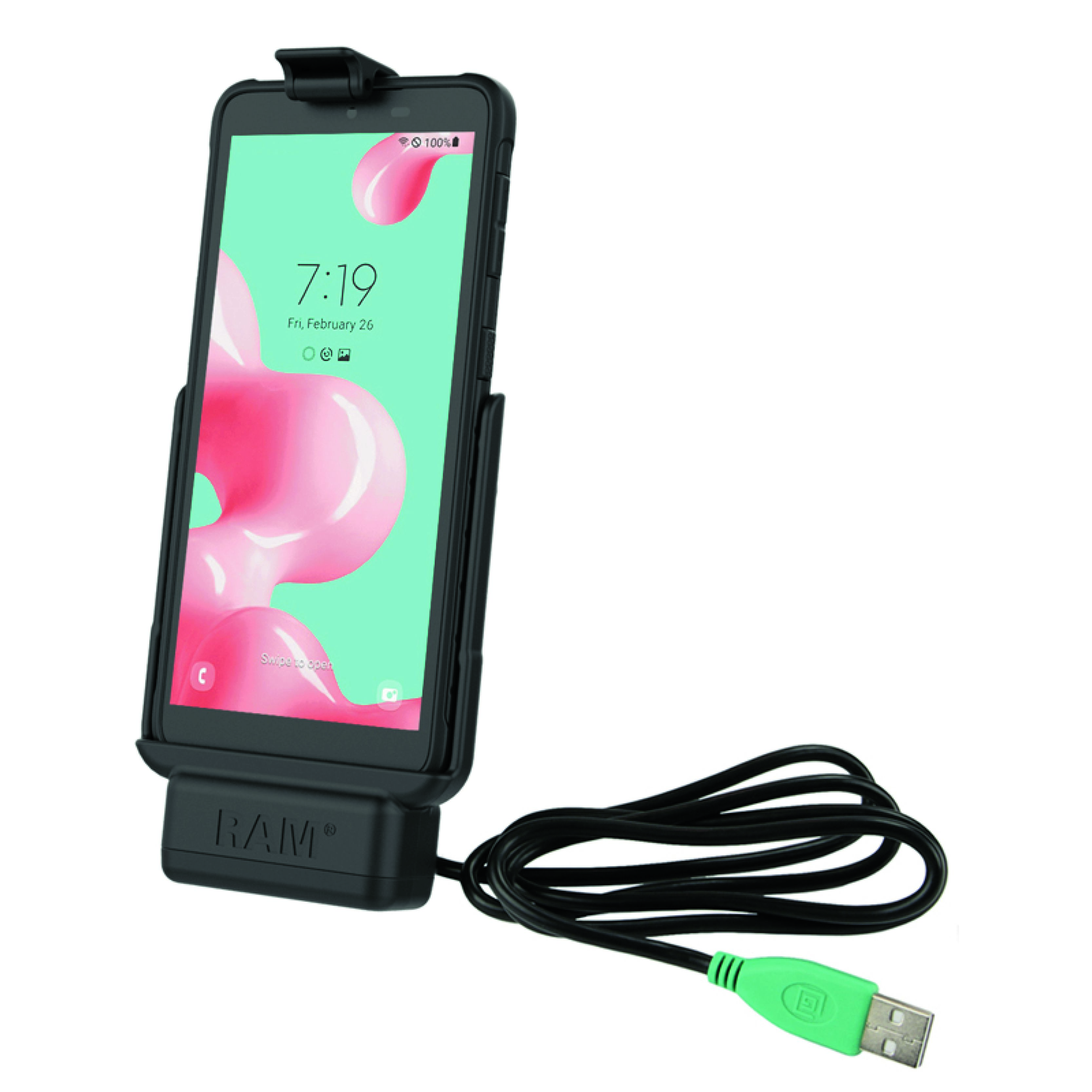 RAM Mounts EZ-Roll'r Form-Fit Halteschale für Samsung Galaxy XCover 5 - Ohne Schutzhülle - USB-A-Anschluss