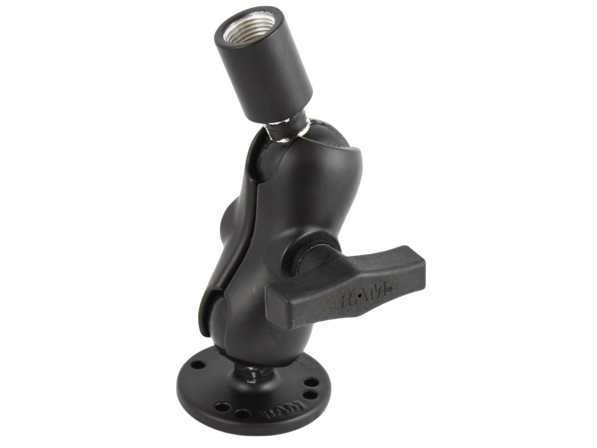 RAM Mounts Aufbau-Set - runde Basisplatte (AMPS), kurzer Verbindungsarm, Kugel mit 1/2 Zoll NPT-Innengewinde, C-Kugel (1,5 Zoll), im Polybeutel