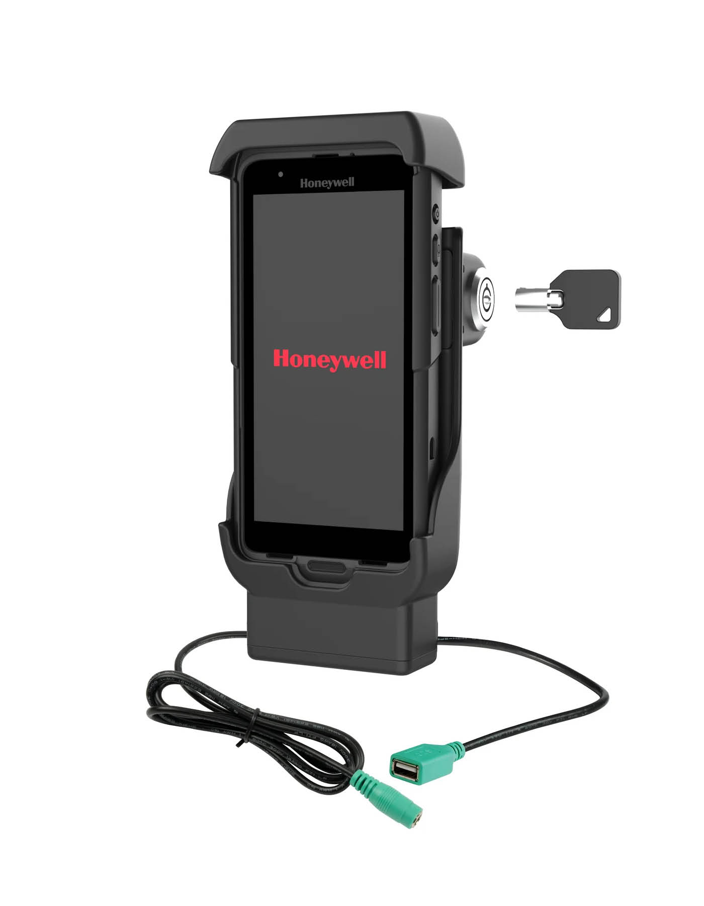 RAM Mounts Ladestation für Honeywell CT40/45/47 - abschließbar, 5,5 mm Klinke Eingang, USB-A Ausgang, 2-Loch AMPS Aufnahme