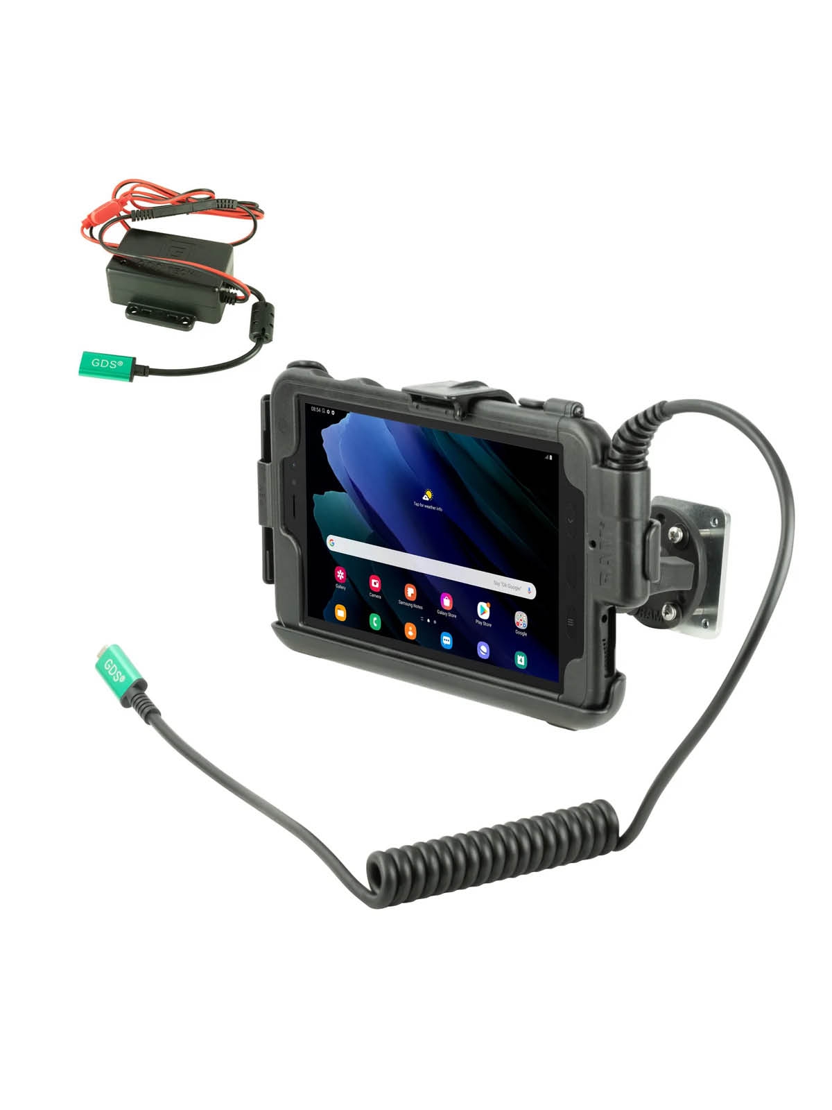 RAM Mounts Tough-Case Ladestation Samsung Tab Active3 - C-Kugel (1,5 Zoll), USB-C, 12-24V Eingang