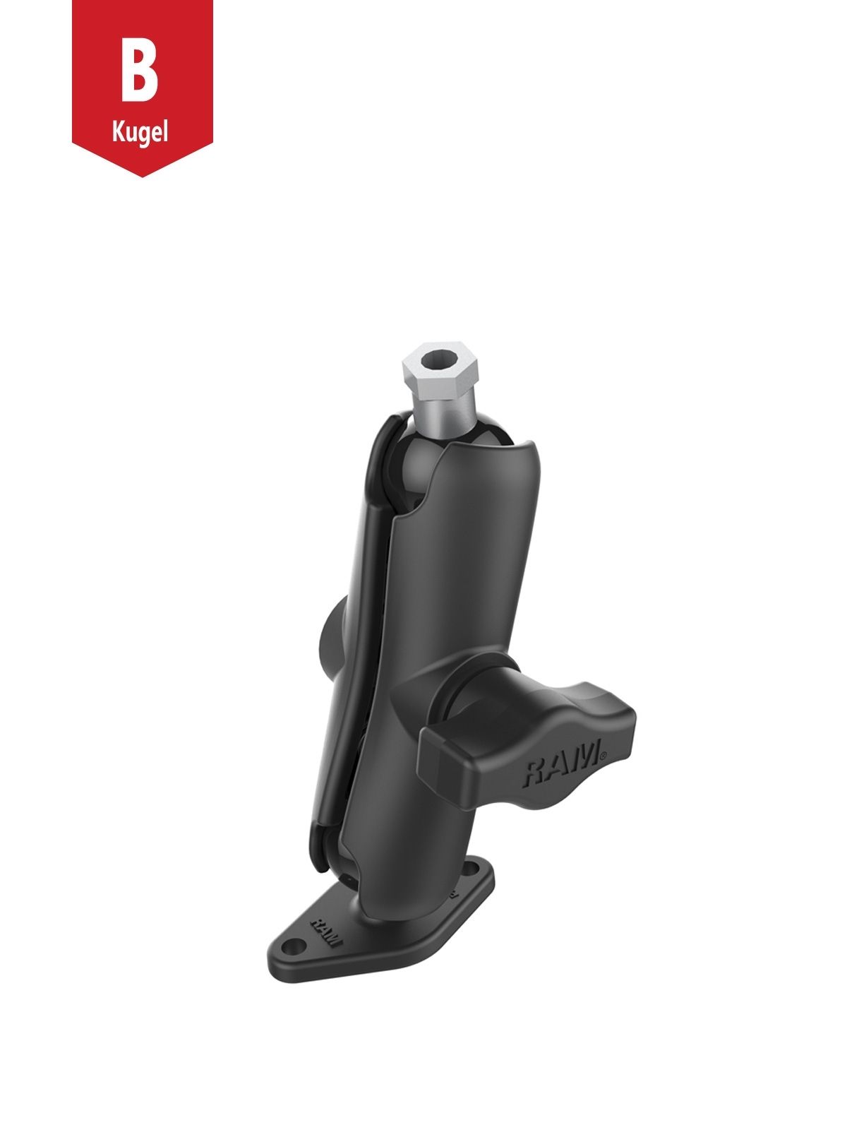 RAM Mounts Aufbau-Set - B-Kugel (1 Zoll), Diamond-Basisplatte (Trapez), mittlerer Verbindungsarm, Kugel mit 1/4"-20 Innengewinde