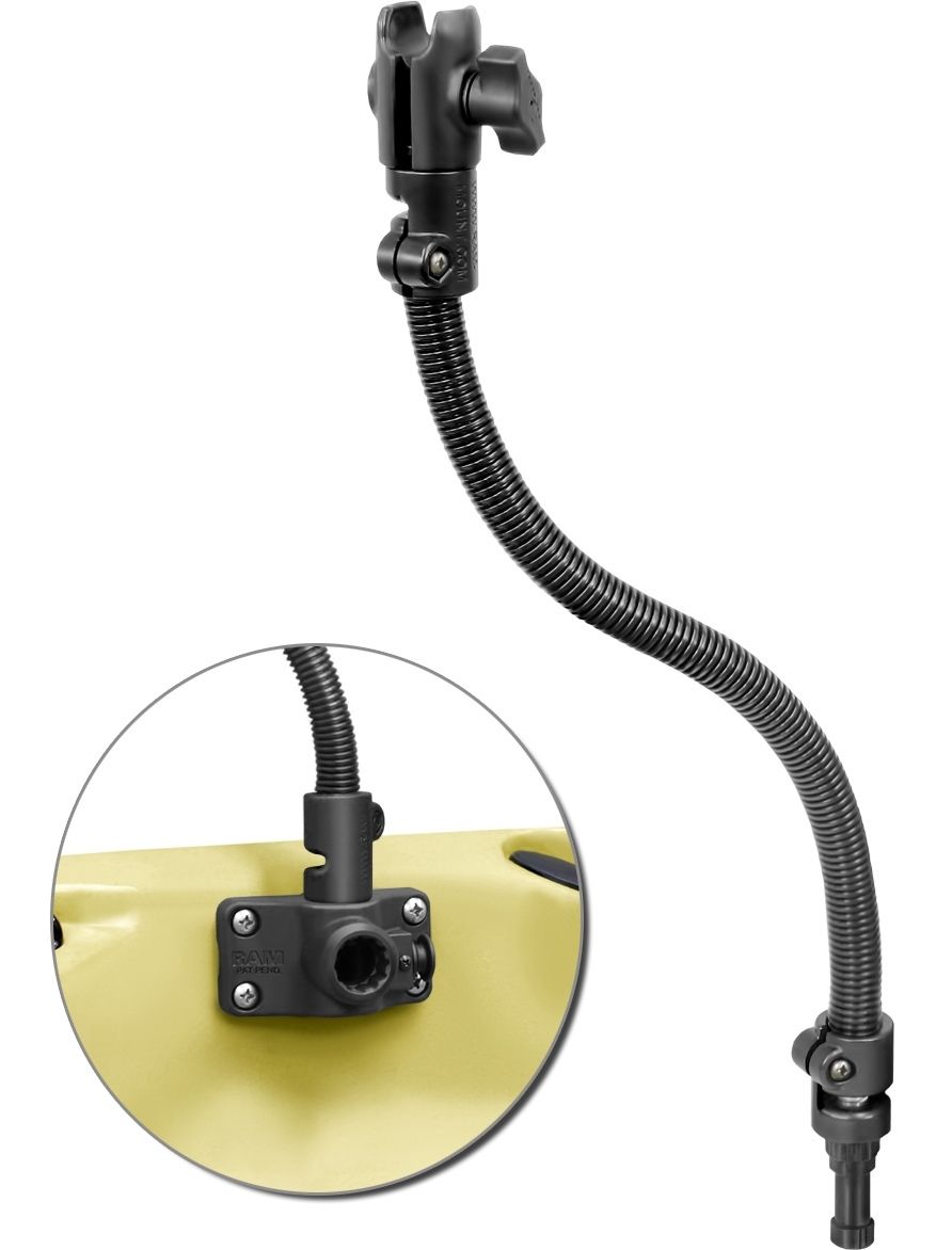 RAM Mounts flexibler Stab mit Spline-Post und B-Kugel Aufnahme (1 Zoll) für Kayaks/Kanus - Stablänge ca. 450 mm, Verbundstoff, im Polybeutel