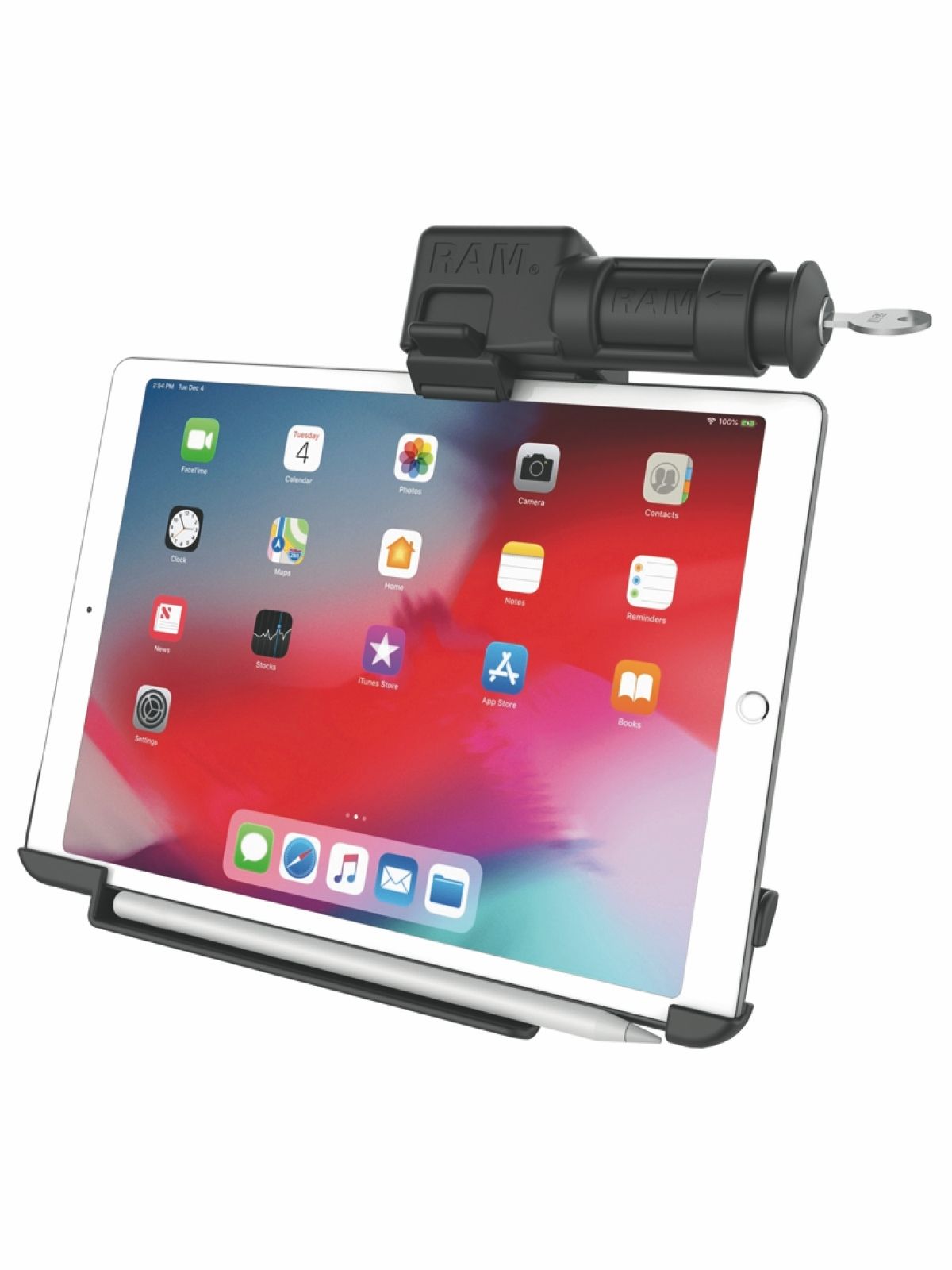 RAM Mounts EZ-Roll'r Form-Fit Halteschale Landscape-Format für Apple iPad Pro 11" 2018 & 2020 (ohne Schutzhüllen) - abschließbar (Schlüssel), AMPS-Anbindung, Schrauben-Set