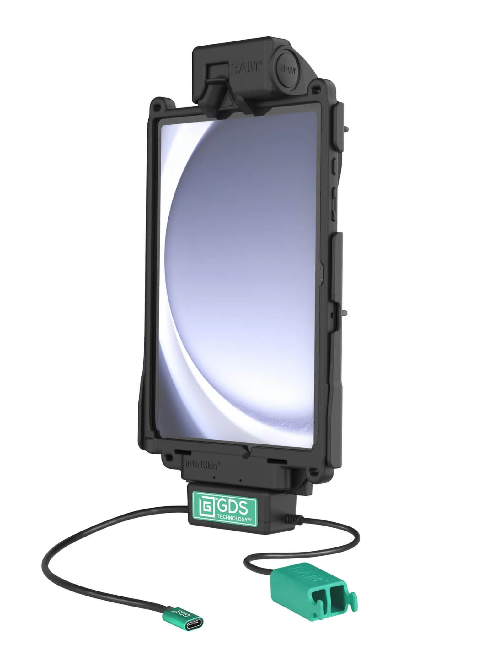RAM Mounts GDS Tough-Dock Halteschale (Schnappverschluss) für Samsung Tab A9+ - in IntelliSkin Next Gen Schutzhülle - USB-C & Dual USB-A-Anschluss