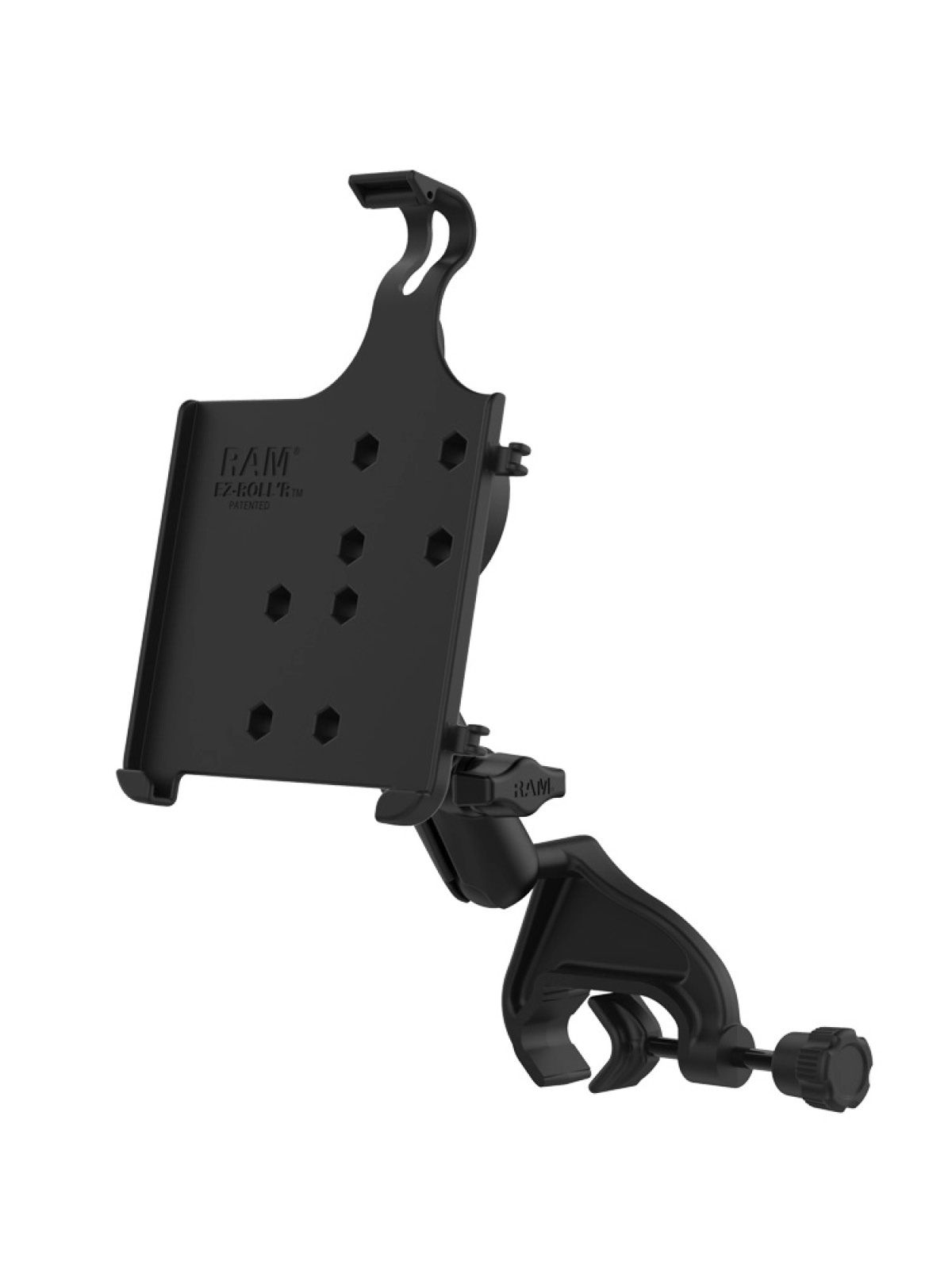 RAM Mounts Luftfahrt-Halterung für Apple iPad mini 6 & mini (A17 Pro) - Runde Basisplatte - Mittlerer Verbindungsarm - Steuerhornklammer (Klemmbereich 15,87 mm - 31,75 mm) - B-Kugel (1 Zoll)