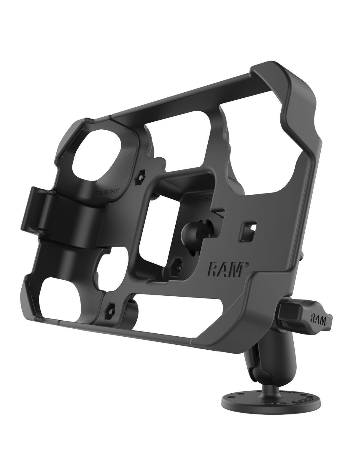 RAM Mounts Fahrzeug Aufbau-Halterung Garmin Fleet 770, 780 &790 - B-Kugel (1 Zoll), runde Basisplatte (AMPS), mittlerer Verbindungsarm