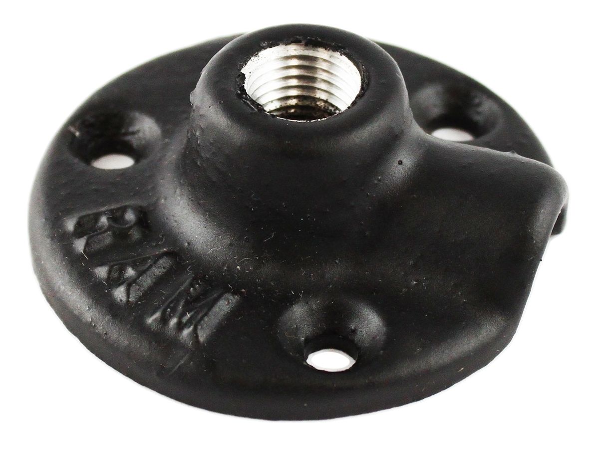 The RAM MOUNT yoke clamp base will fit rails in diameter from 0.625 to a maximum of 1.25 inches and contains a 1 inch ball. When connected to a rail, the ball sits parallel to the rail.Material: Powder Coated Marine Grade Alumi