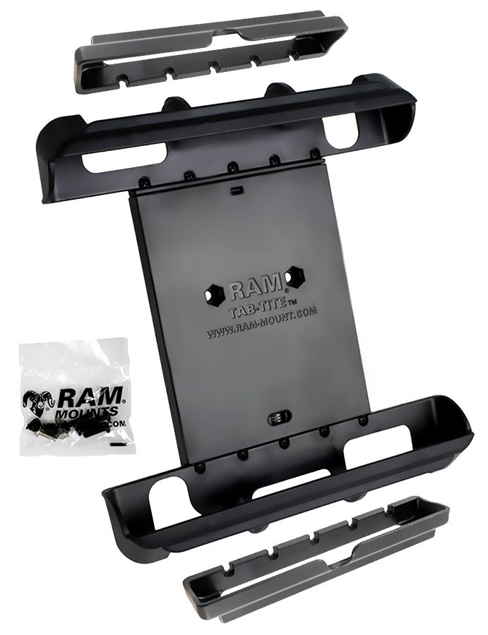 RAM Mounts Tab-Tite Universal Halteschale mit verschiedenen Endkappen für Apple iPad 1-4/iPad mini 1-3 - AMPS-Aufnahme, Schrauben-Set
