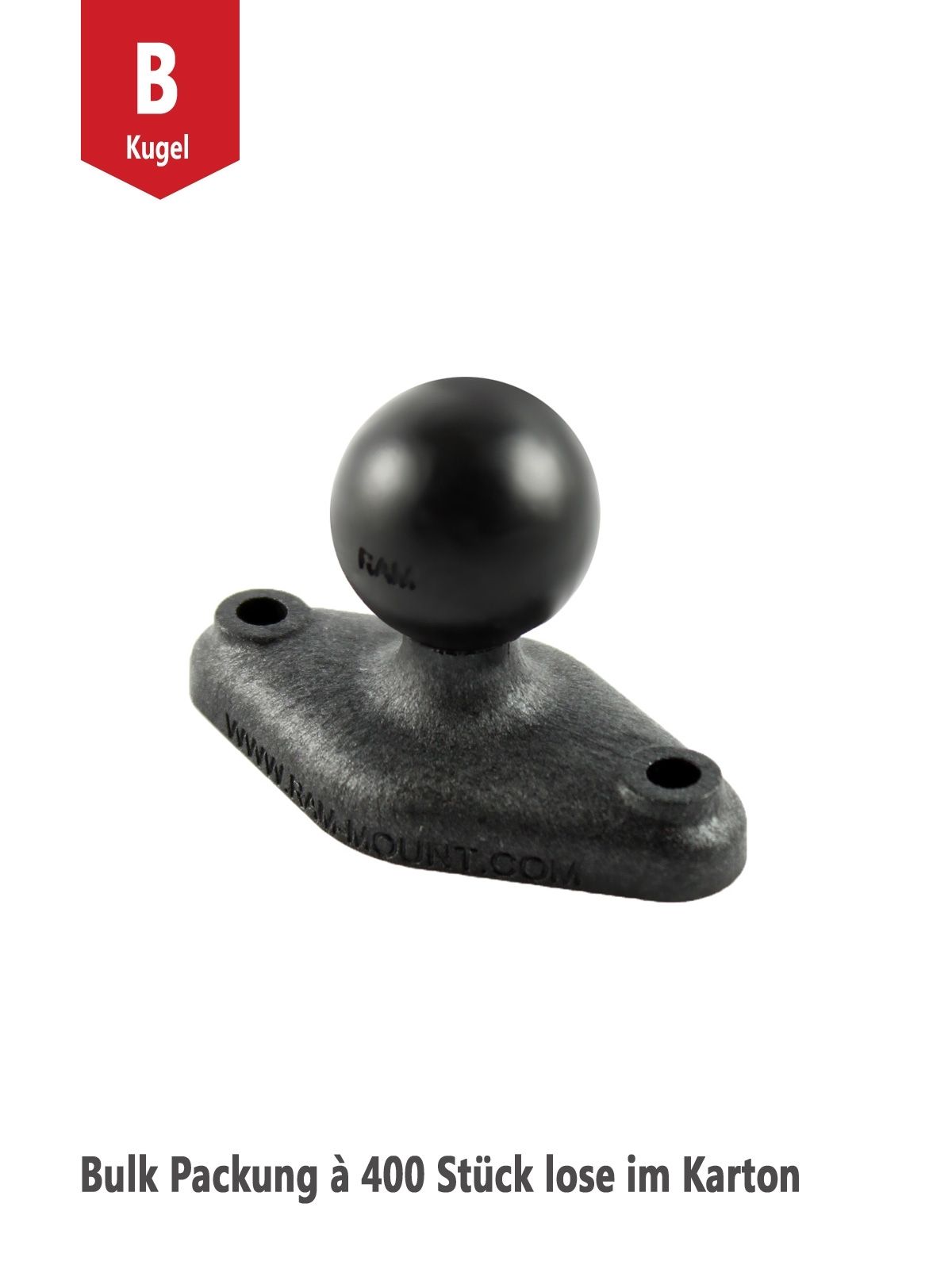 RAM Mounts Verbundstoff Diamond-Basisplatte (Trapez) mit B-Kugel (1 Zoll) - Bulk Packung à 400 Stück (lose im Karton)