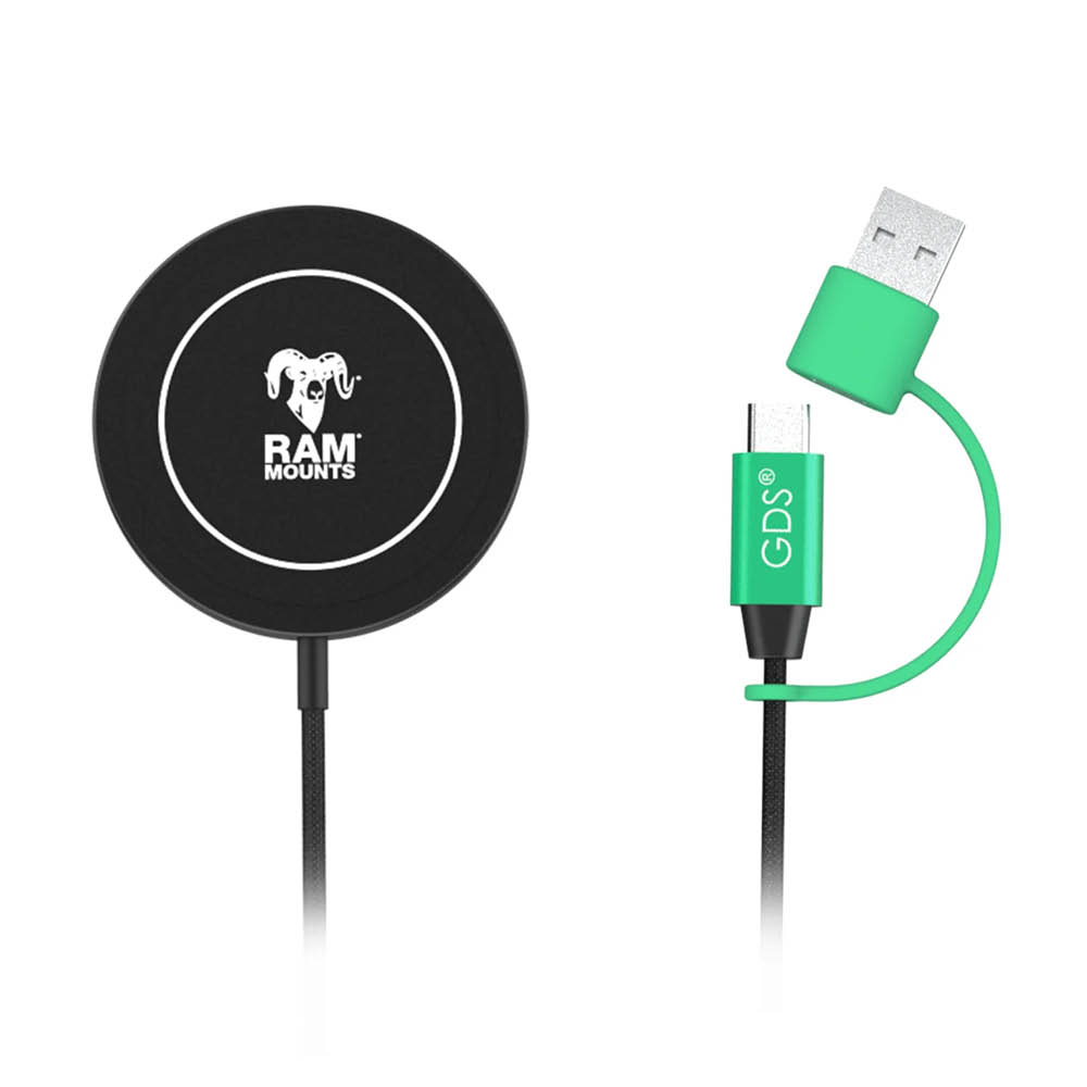 RAM Mounts Qi2 Wireless Charger Power Delivery - 15 Watt - MagSafe Kompatibel - USB-C & USB-A Anschluss