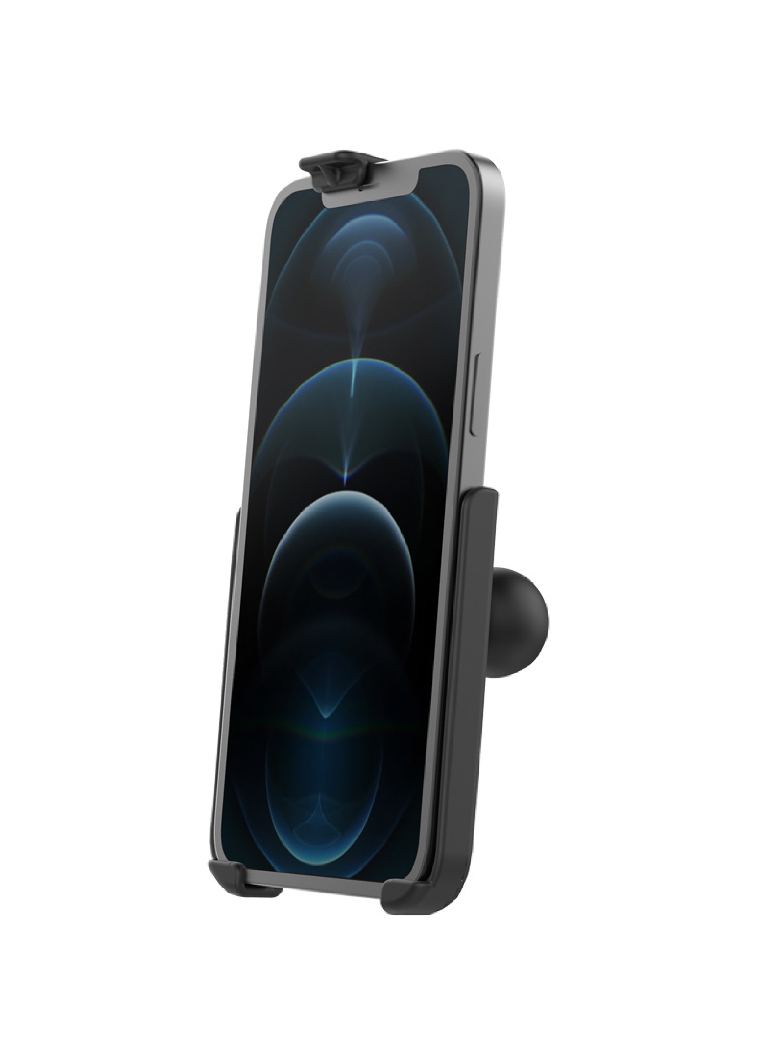 RAM Mounts EZ-Roll'r Form-Fit Halteschale für Apple iPhone 12 Pro Max & 13 Pro Max - Ohne Schutzhülle - Inkl. Diamond (Trapez) Basiskugel (B-Kugel)