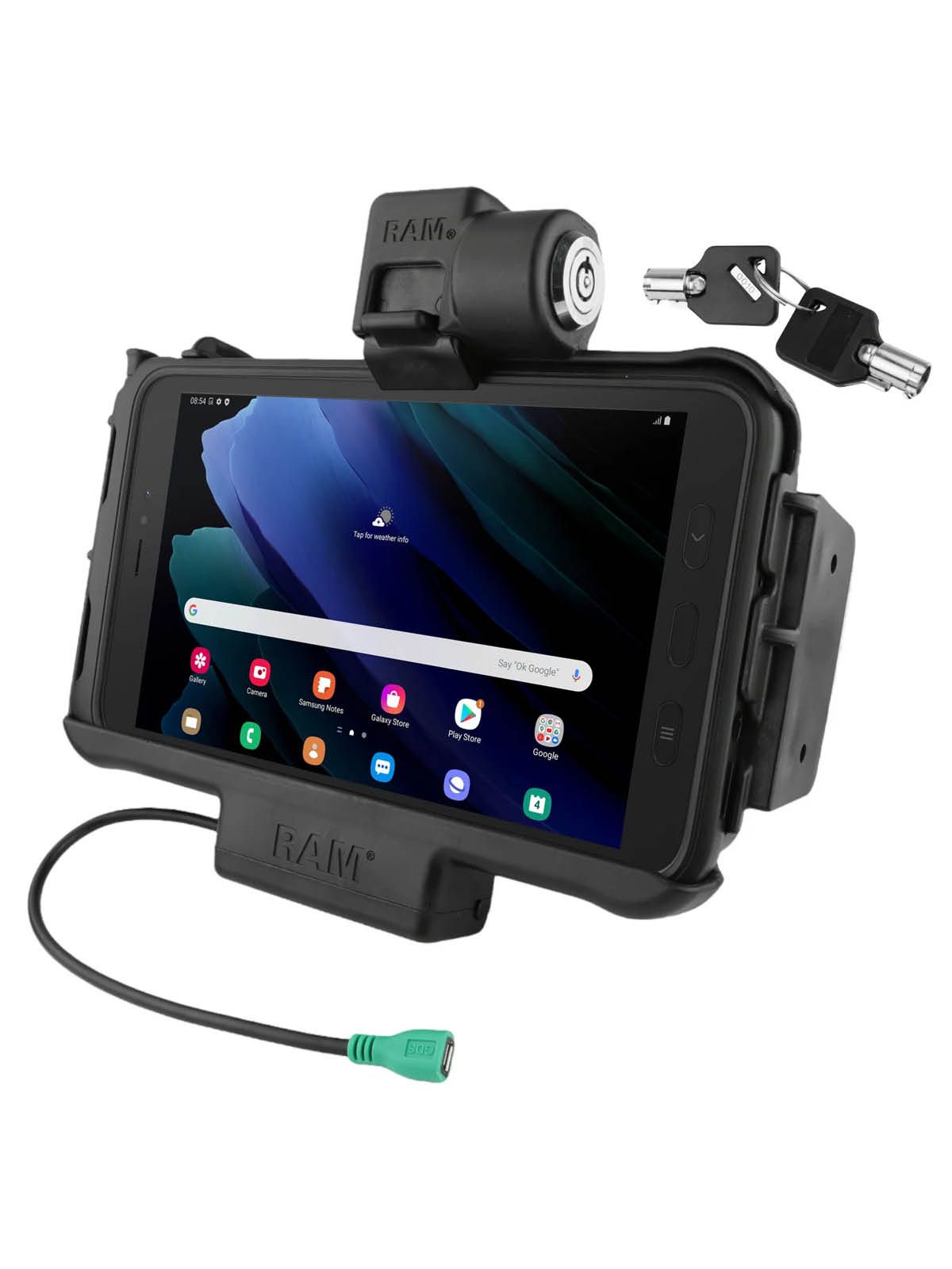 RAM Mounts Docking-Station Samsung Tab Active 3 - abschließbar (Schlüssel), Stromanbindung, Pogo-Pin/microUSB, AMPS-Anbindung
