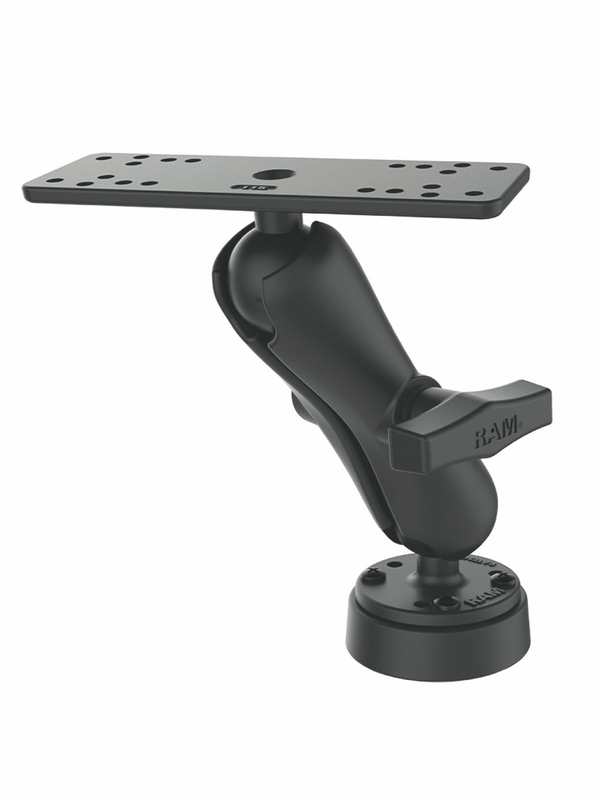RAM Mounts Marine Universal Aufbau-Halterung - C-Kugel (1,5 Zoll), mit runder Basisplatte (AMPS), Universal-Adapterplatte, Kabel-Manager