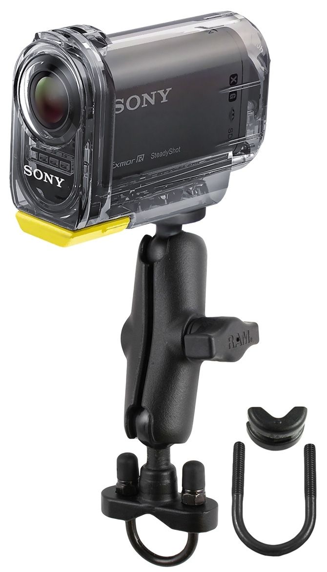 RAM Mounts Kamera-Halterung für Lenker/Rohre mit 1/4"-20 Gewindestift - mit Klemmschelle, B-Kugel (1 Zoll), im Polybeutel