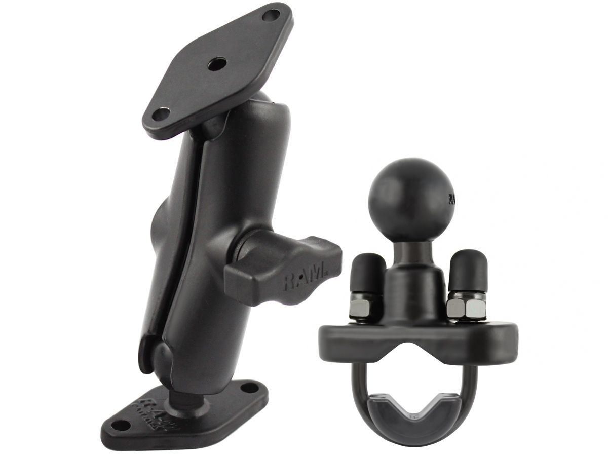 RAM Mounts Set - B-Kugel (1 Zoll), 2x Diamond-Basisplatte (Trapez), mittlerer Verbindungsarm, Schraub-Klemme