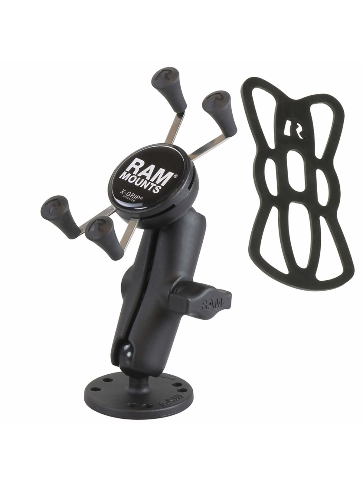 RAM Mounts X-Grip Aufbauhalterung für Smartphones - Bis 82,55 mm Breite - Mittlerer Verbindungsarm - Runde Basisplatte (AMPS) - B-Kugel (1 Zoll) - Schrauben-Set