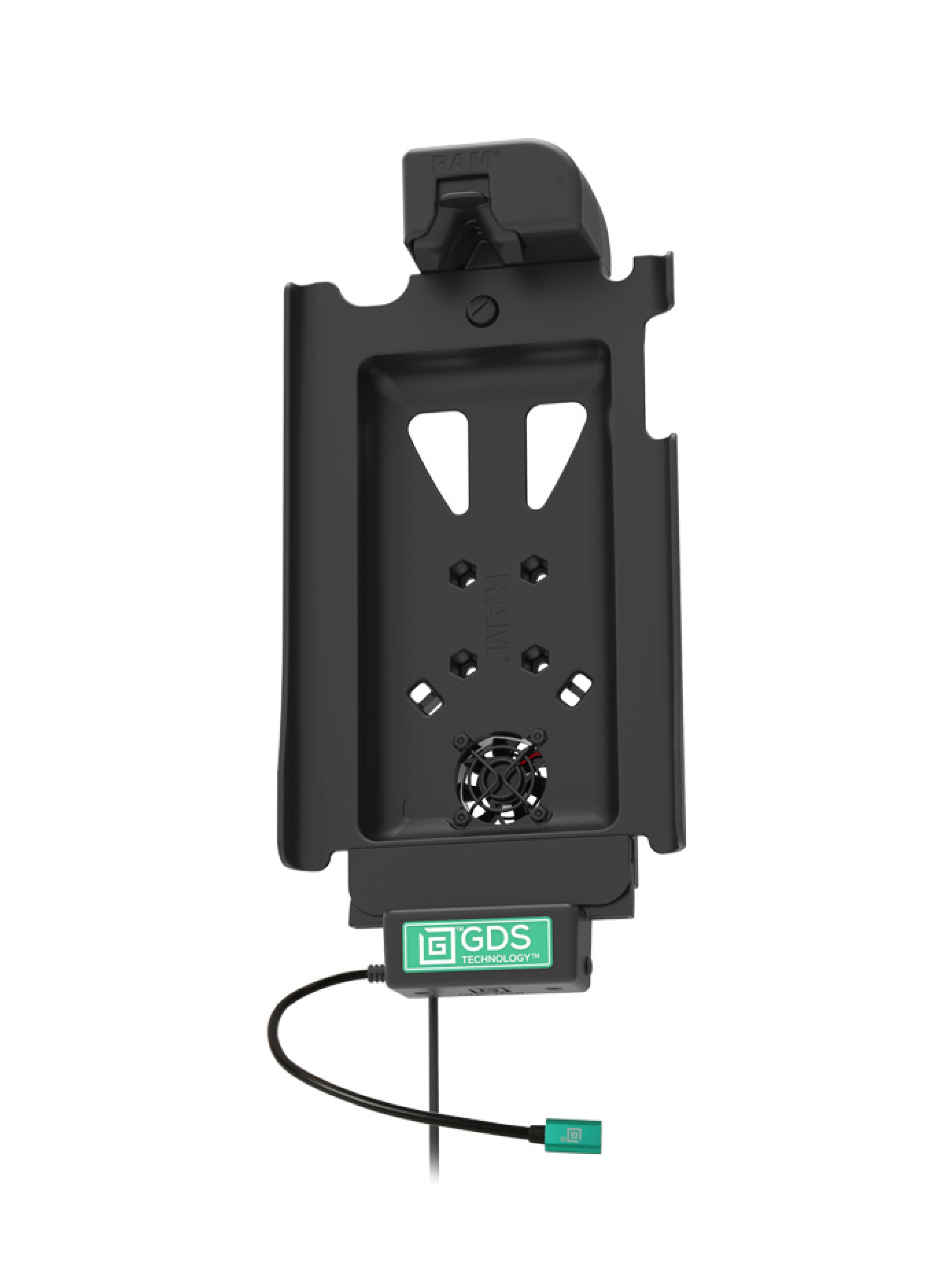 RAM Mounts GDS Cool-Dock Holder (Latch) for Samsung Tab A 10.1 - in IntelliSkin Next Gen Protective Sleeve - With Fan - USB-C Power Supply