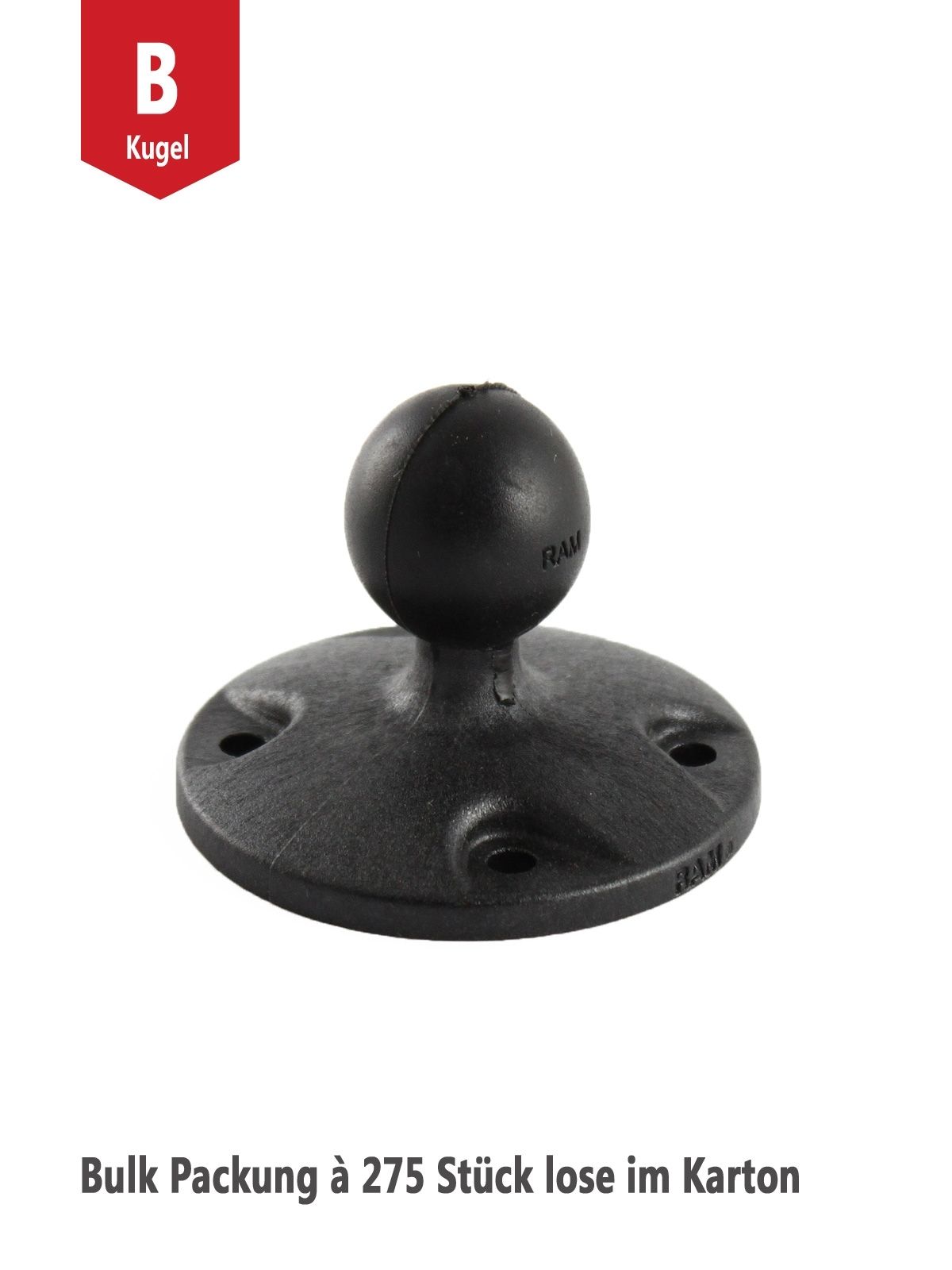 RAM Mounts runde Verbundstoff-Basisplatte mit B-Kugel (1 Zoll) - Bulk Packung à 275 Stück (lose im Karton)