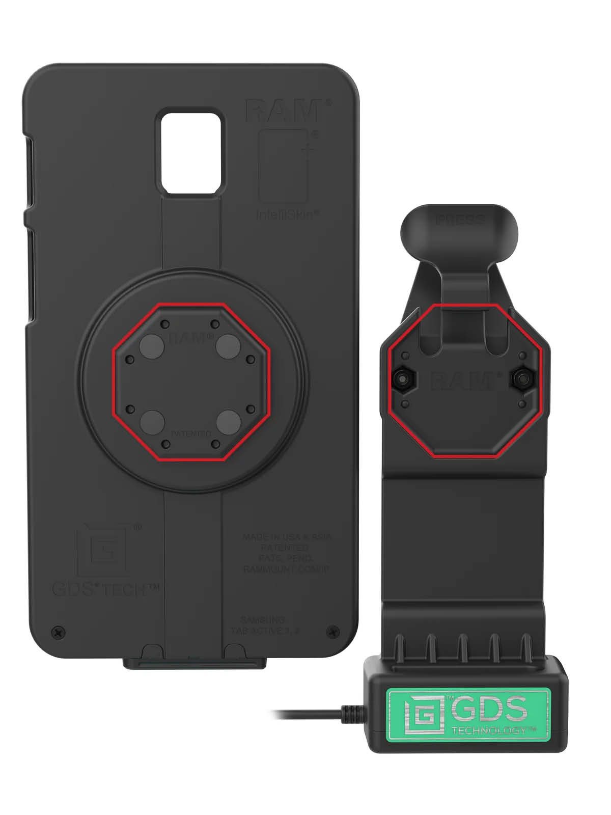 RAM Mounts GDS Uni-Conn Ladestation - 2-Lochmuster AMPS - USB-C-Anschluss - Schrauben-Set
