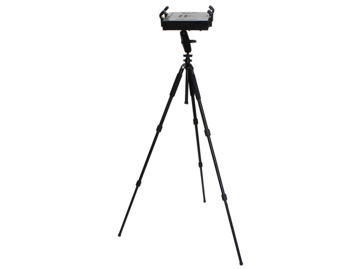 RAM Mounts Triple Teleskop-Ständer mit Tough Tray Halteschale - Höhe 535-1.470 mm einstellbar, mittlerer Verbindungsarm, runde Basisplatte (AMPS), C-Kugel (1,5 Zoll)