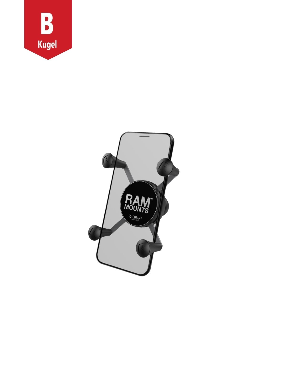 RAM Mounts X-Grip-Halteklammer für Smartphones klein bis 82,6 mm Breite - B-Kugel 