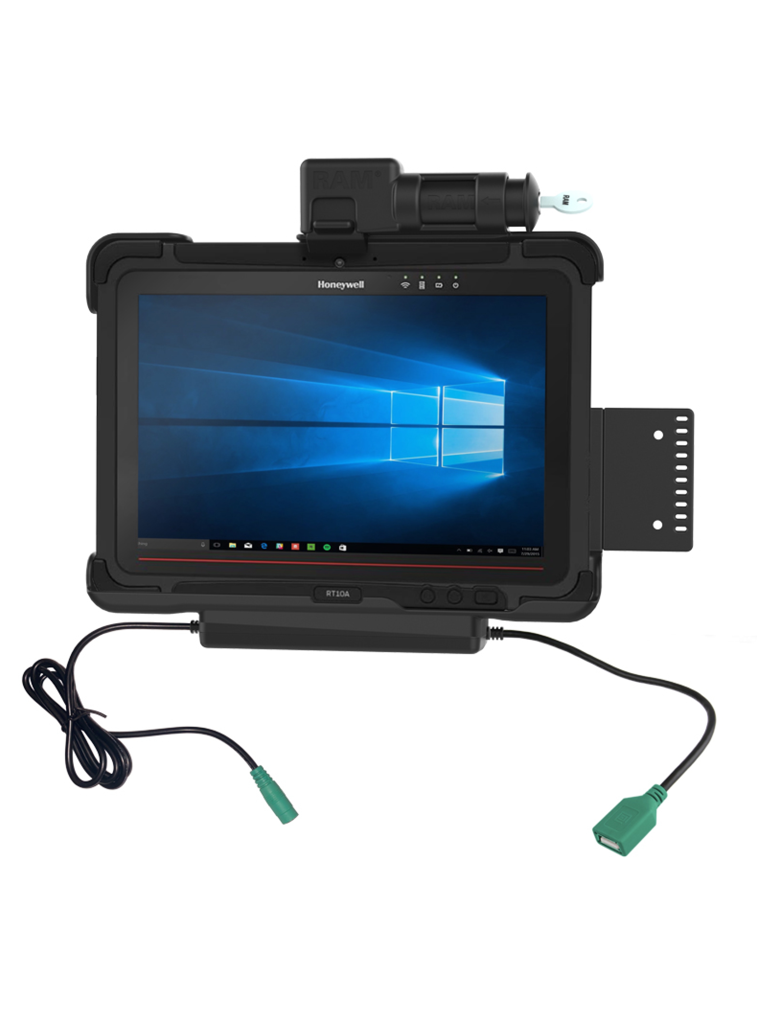 RAM Mounts Form-Fit Halteschale (Schlüsselverriegelung) für Honeywell RT10 Rugged Tablet - 5.5mm DC & USB-A-Anschluss