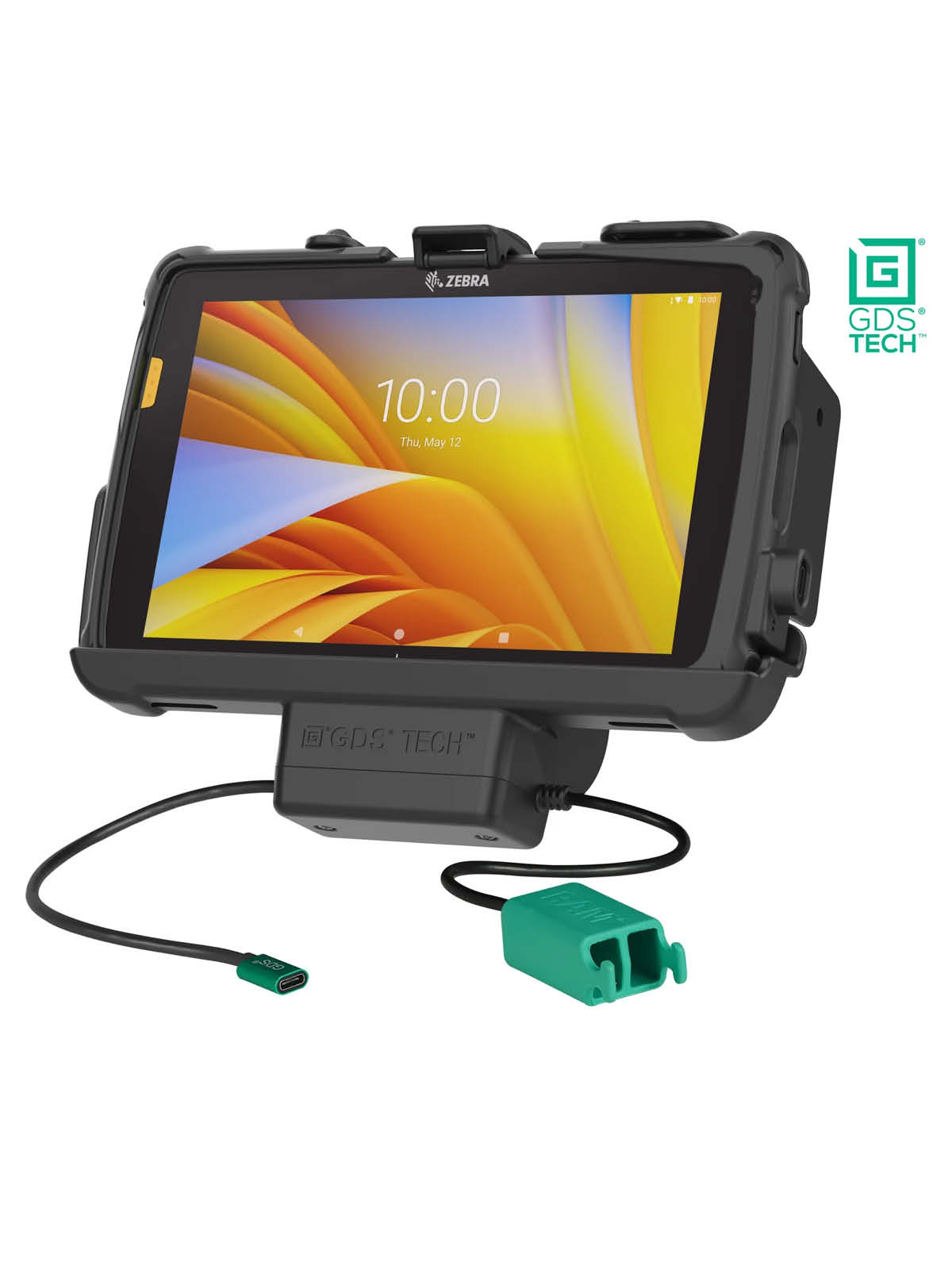 RAM Mounts GDS EZ-Roll'r Halteschale für Zebra ET40 & ET45 (8") Tablets in IntelliSkin Schutzhülle - USB-C & Dual USB-A-Anschluss