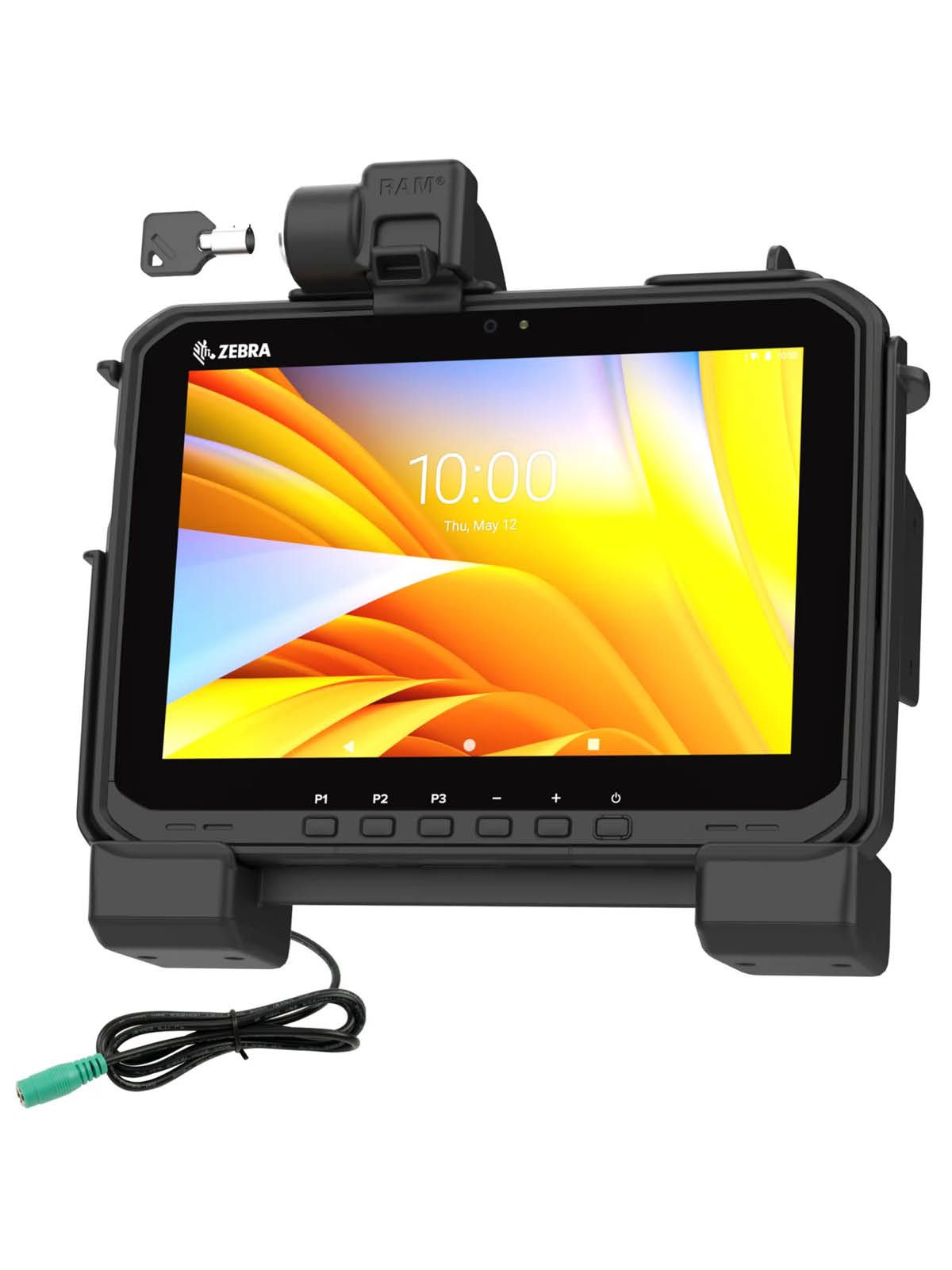 RAM Mounts Form-Fit Halteschale (Schlüsselverriegelung) für Zebra ET60 & ET65 - mit & ohne Tastatur - 5.5mm DC-Anschluss