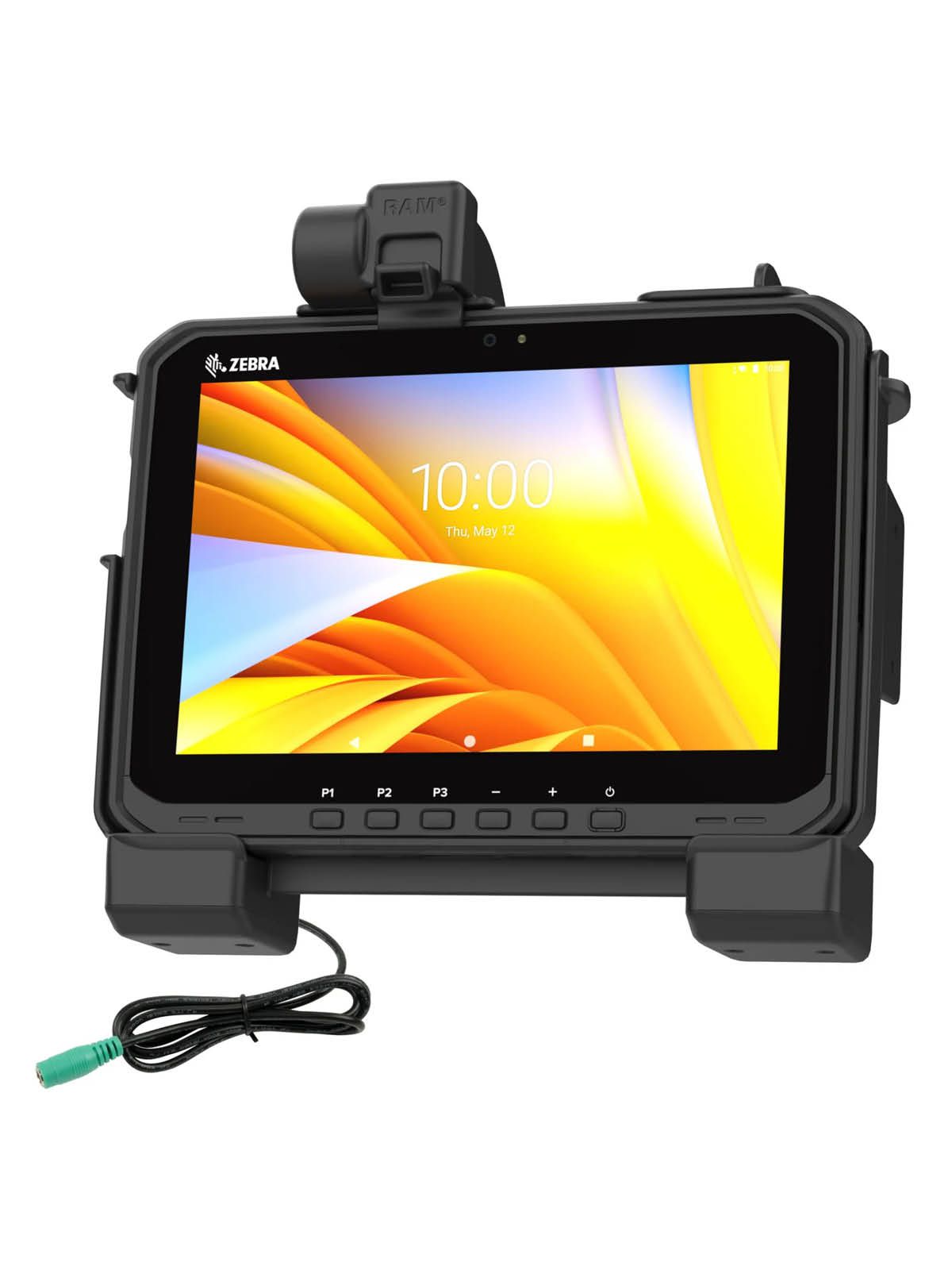 RAM Mounts Form-Fit Halteschale (Schnappverschluss) für Zebra ET60 & ET65 - mit & ohne Tastatur - 5.5mm DC-Anschluss