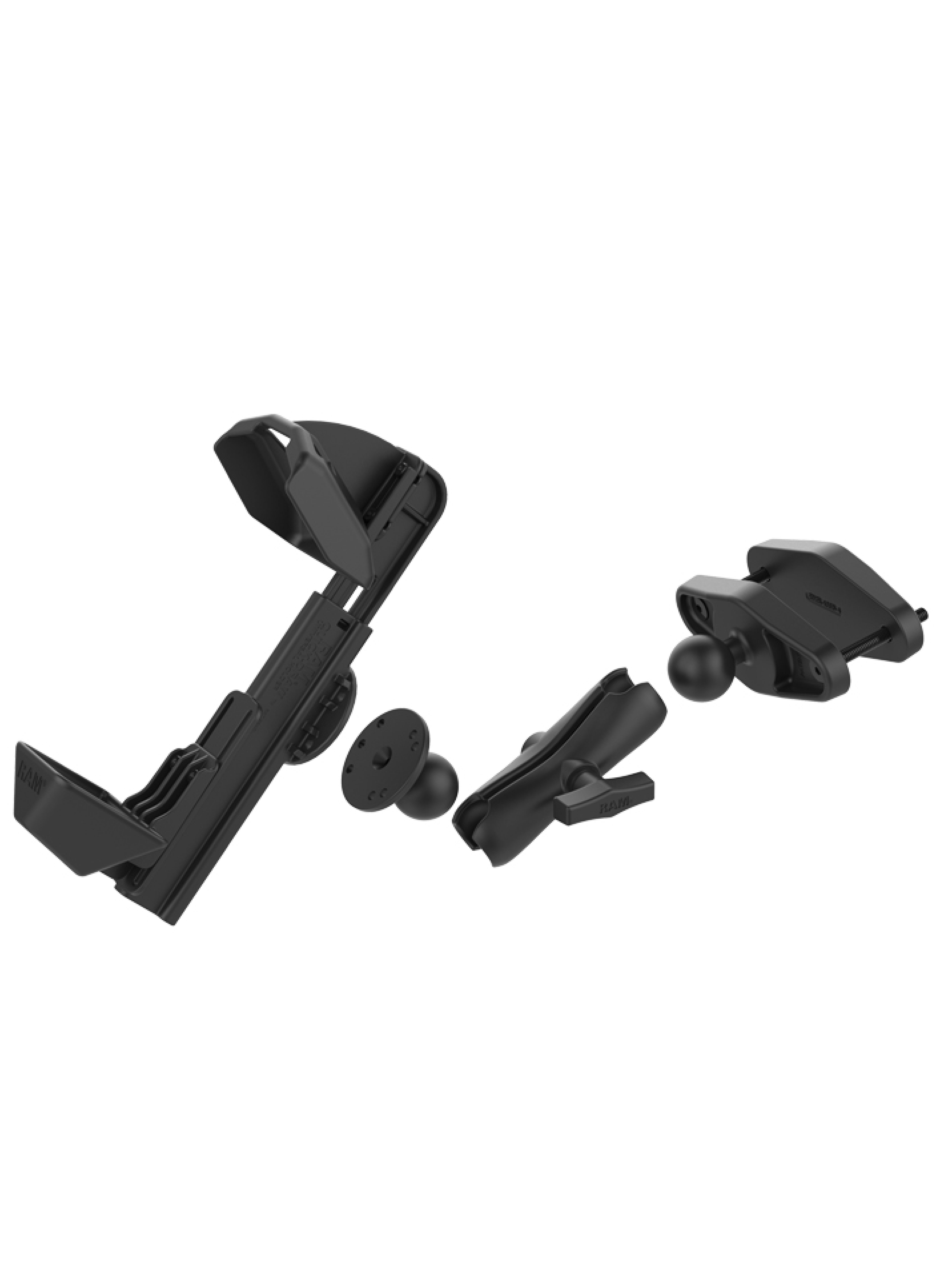 RAM Mounts Quick-Draw Aufbau-Set Halterung für Zebra TC8000 & TC8300 - Schraubklemme (bis 101,6 mm) - Mittlerer Verbindungsarm (ca. 145 mm Länge) - Runde Basisplatte (C-Kugel - 1,5 Zoll - AMPS)