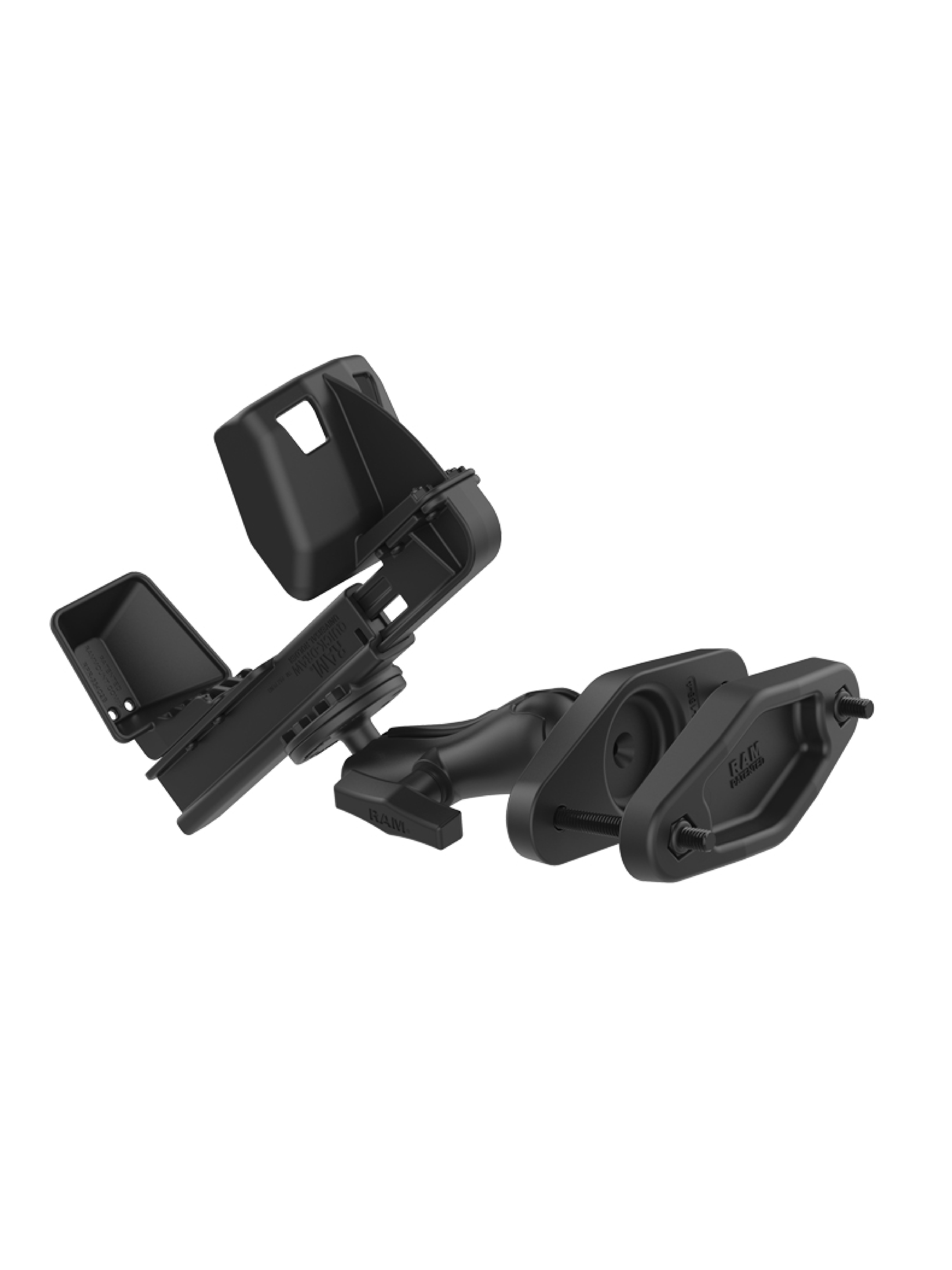 RAM Mounts Quick-Draw Aufbau-Set Halterung für Zebra TC8000 & TC8300 - Schraubklemme (bis 101,6 mm) - Mittlerer Verbindungsarm (ca. 145 mm Länge) - Runde Basisplatte (C-Kugel - 1,5 Zoll - AMPS)