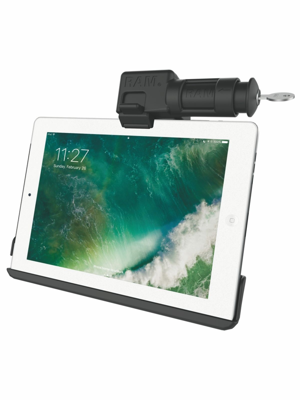 RAM Mounts EZ-Roll'r Form-Fit Halteschale (Schlüsselverriegelung) für Apple iPad (5. & 6. Gen.), Air 1-2, Pro 9.7 - Ohne Schutzhülle