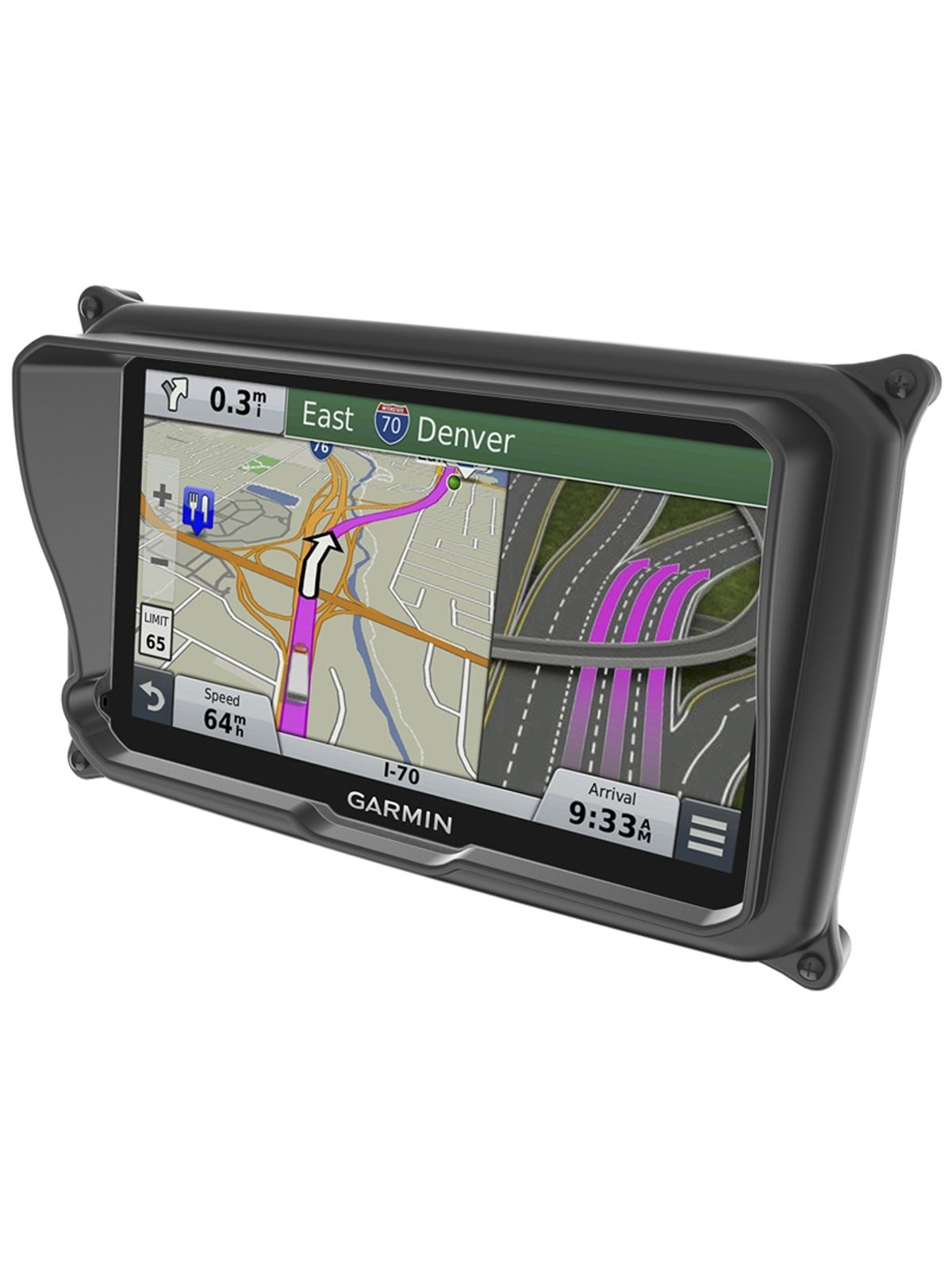 RAM Mounts Sicherheitsgehäuse für Garmin Dezl 770LMTHD (ohne Schutzhüllen) - Diamond-Anbindung (Trapez), Schrauben-Set, im Polybeutel