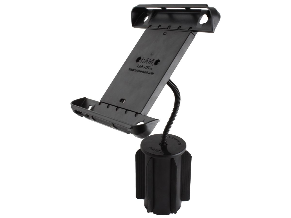 RAM Mounts RAM-A-CAN II Universal Verbundstoff-Halterung für Tablets (10 Zoll) - für Fahrzeug-Getränkehalter, Basis mit Gummilippen, flexibler Arm (ca. 150 mm), Tab-Tite Halteschale