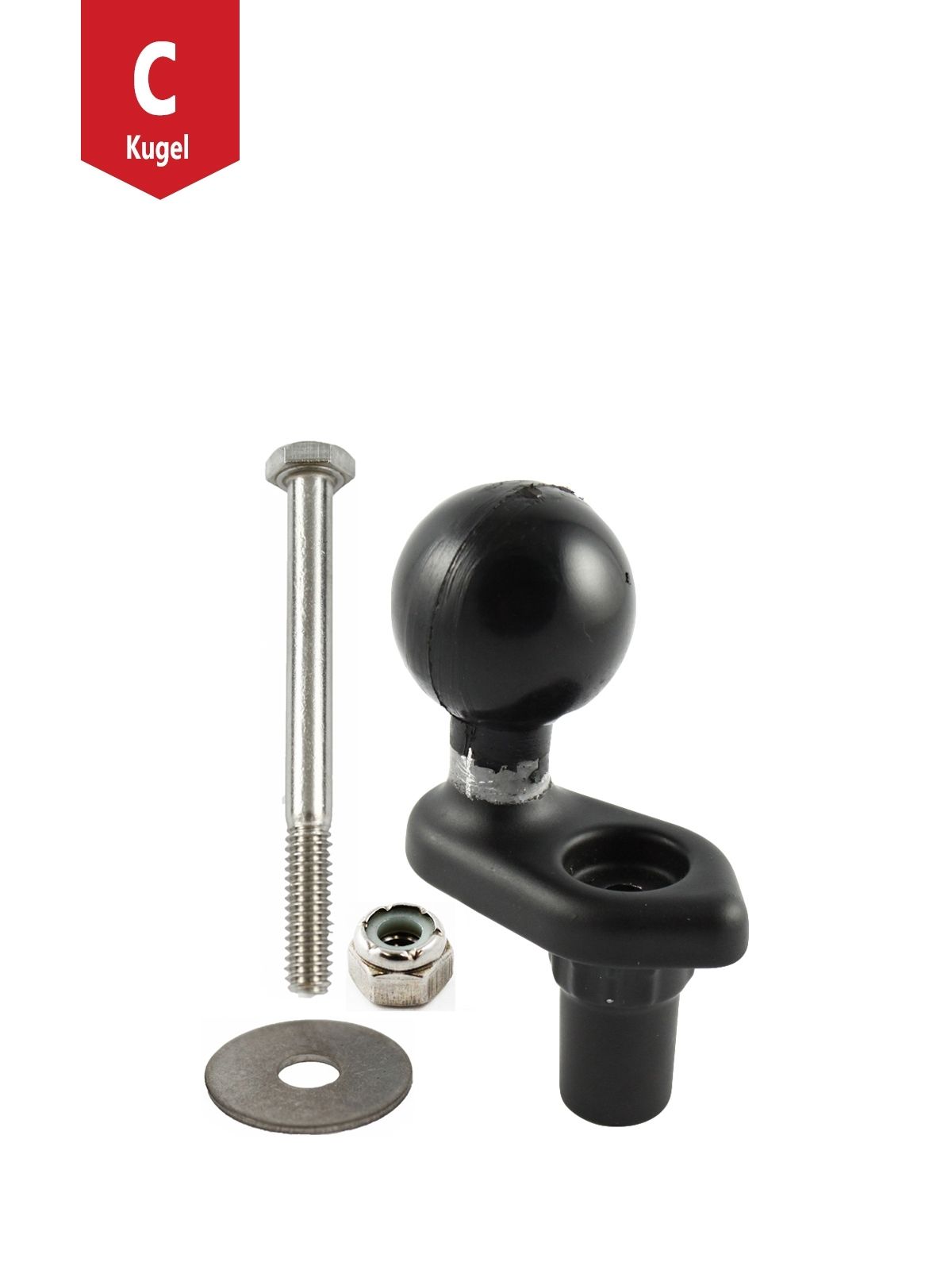RAM Mounts Basiskugel-Adapter für Angelrutenhalter - C-Kugel (1,5 Zoll), Schrauben-Set, im Polybeutel