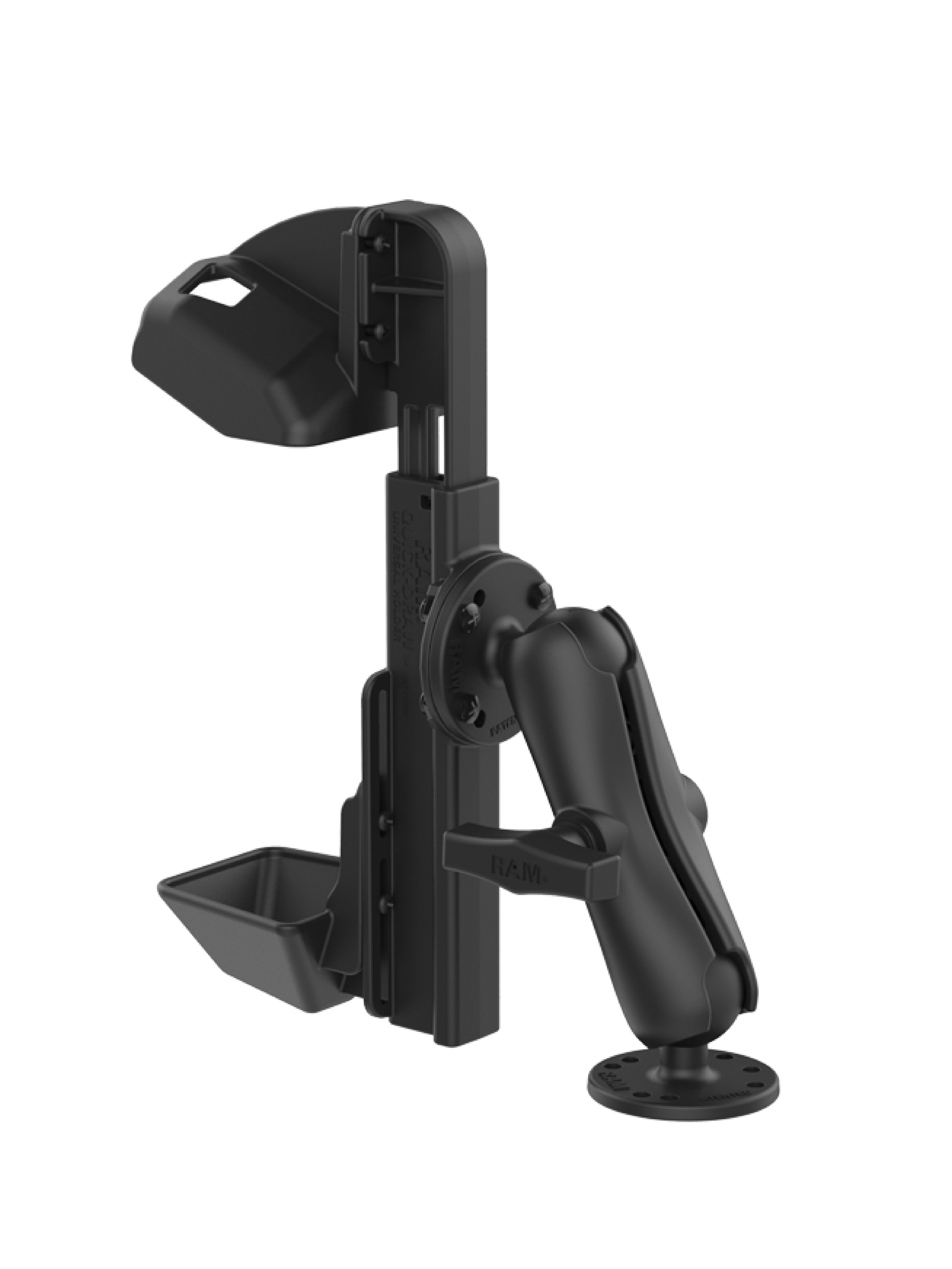 RAM Mounts Quick-Draw Aufbau-Set Halterung für Zebra TC8000 & TC8300 - 2x Runde Basisplatte (C-Kugel - 1,5 Zoll - AMPS) - Mittlerer Verbindungsarm (ca. 145 mm Länge)