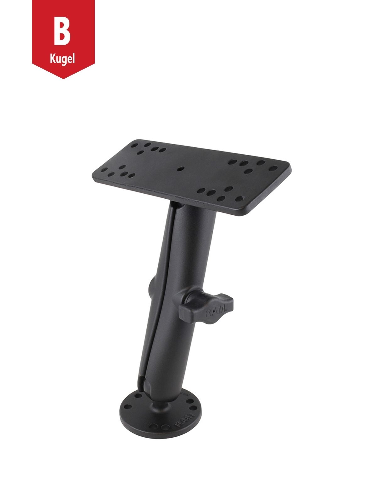 RAM Mounts Aufbau-Set - B-Kugel (1 Zoll) - 1x Runde Basisplatte (AMPS) - Langer Verbindungsarm (ca. 158,75 mm) - Universal Marine Basisplatte