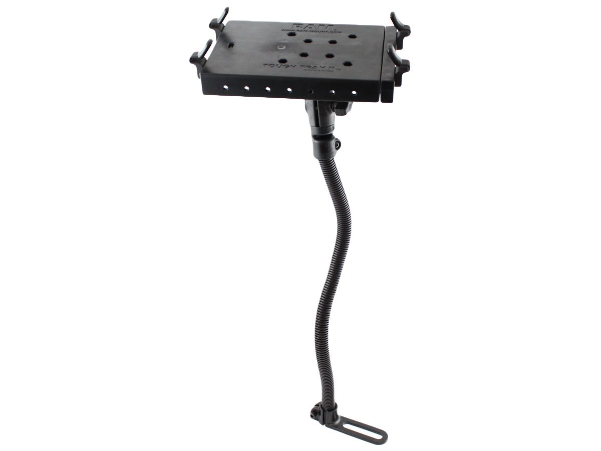 RAM Mounts Pod I Sitzschienen-Halterung mit Tough Tray II Laptop-/Drucker-Halteschale - flexibler Stab (ca. 450 mm), runde Basisplatte (AMPS), Halteschalte, B-Kugel (1 Zoll)