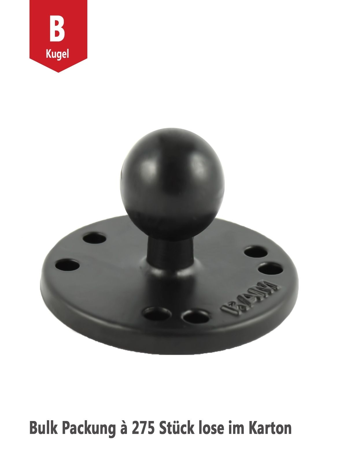 RAM Mounts runde Basisplatte (AMPS), B-Kugel (1 Zoll) - Bulk Packung à 275 Stück (lose im Karton)