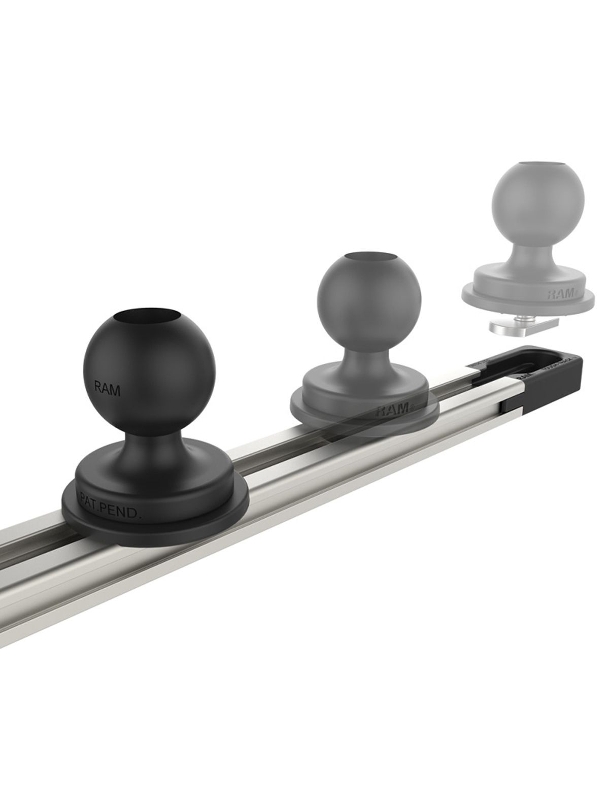 RAM Mounts Aluminium Tough-Track Schiene inkl. Endkappen - Innenlänge 127 mm (5 Zoll), eloxiert