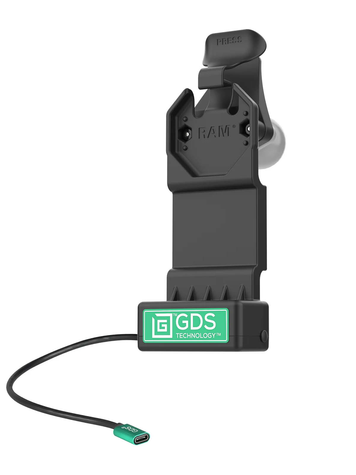 RAM Mounts GDS Uni-Conn Ladestation - 2-Lochmuster AMPS - USB-C-Anschluss - Schrauben-Set