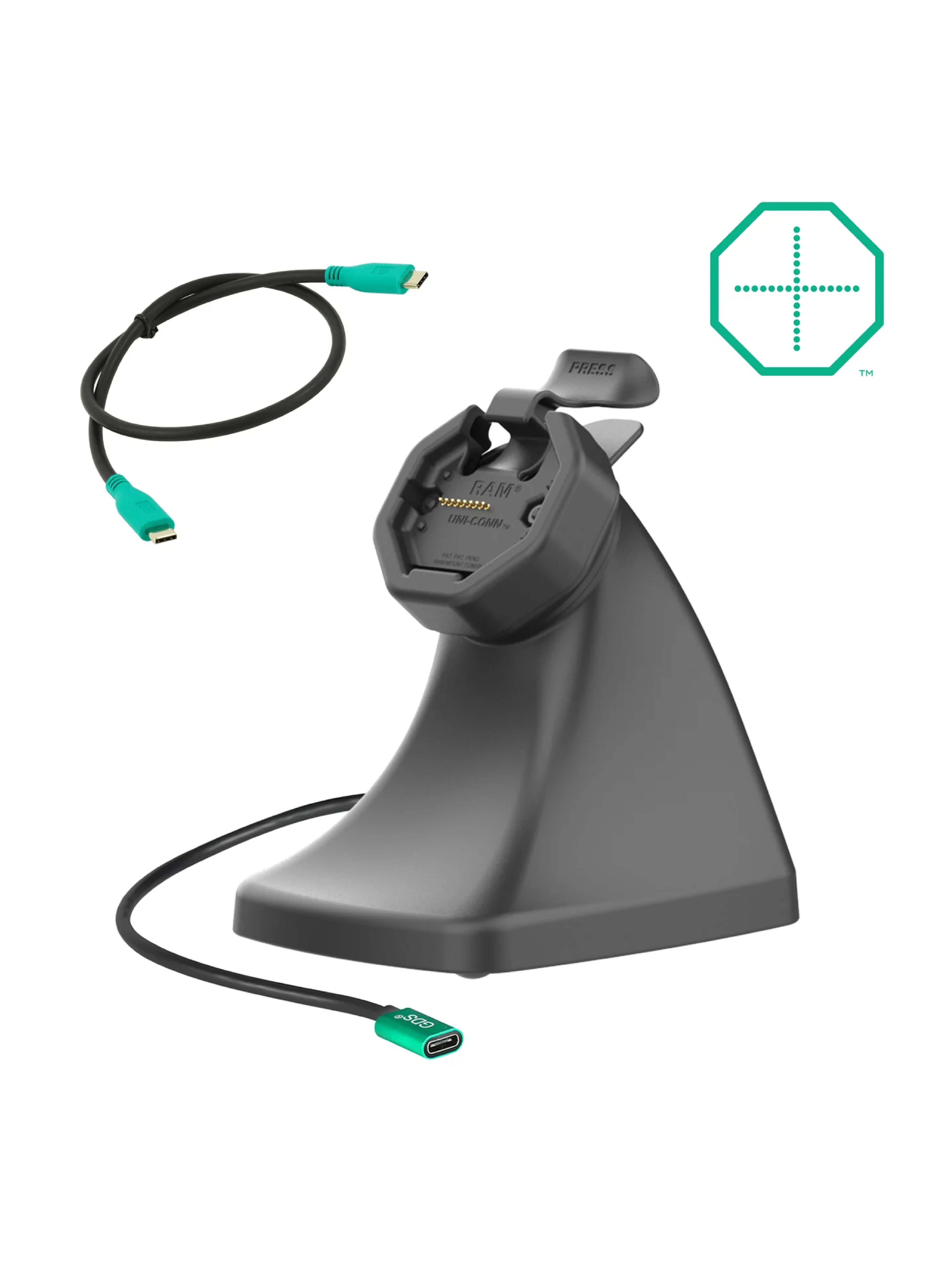 RAM Mounts GDS Uni-Conn Snap-In Stand-Dockingstation - Rückseitige Pogo-Pins, USB-C-Anschluss