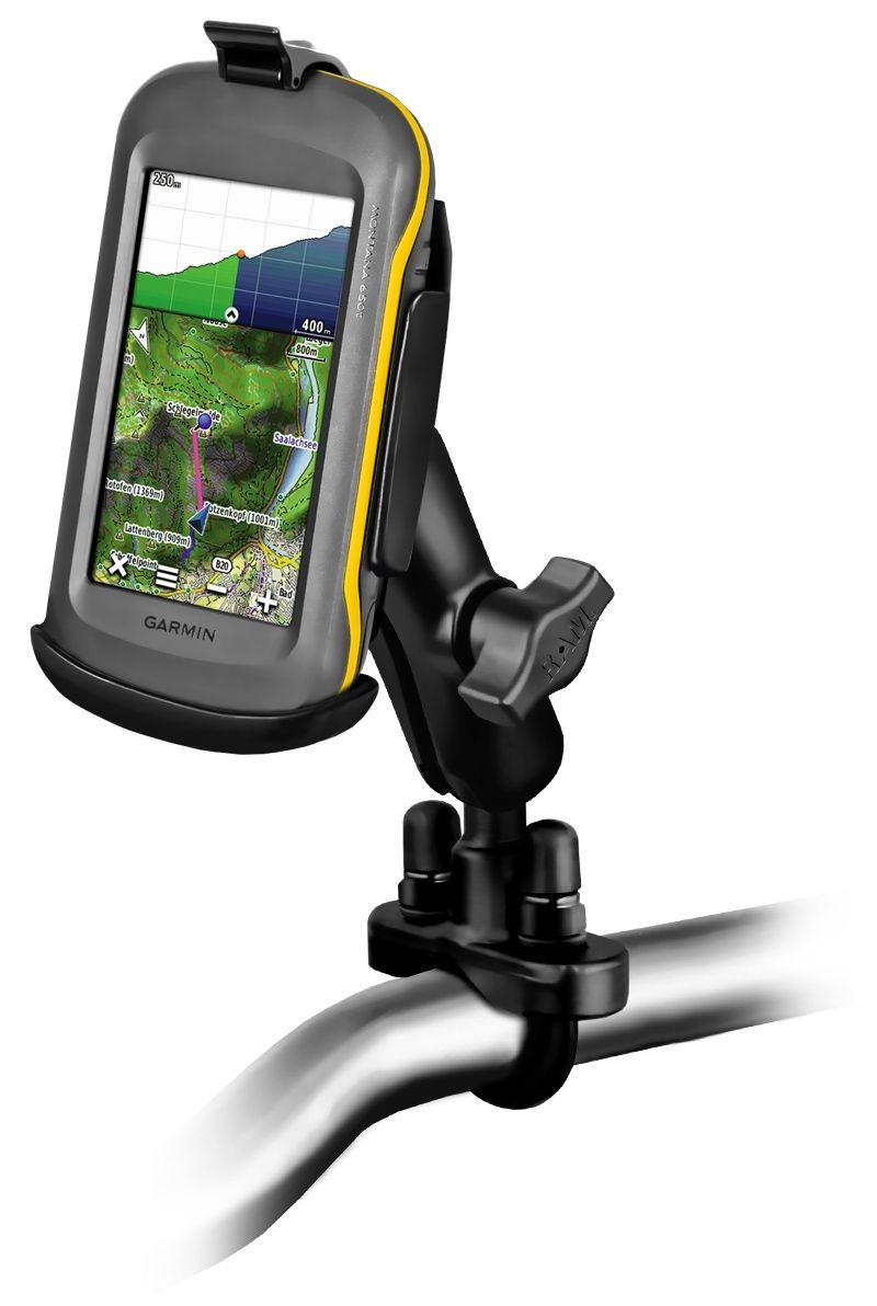 RAM Mounts Lenker-Halterung Garmin Montana Serie - B-Kugel (1 Zoll), Rohr-Klemme, mittlerer Verbindungsarm