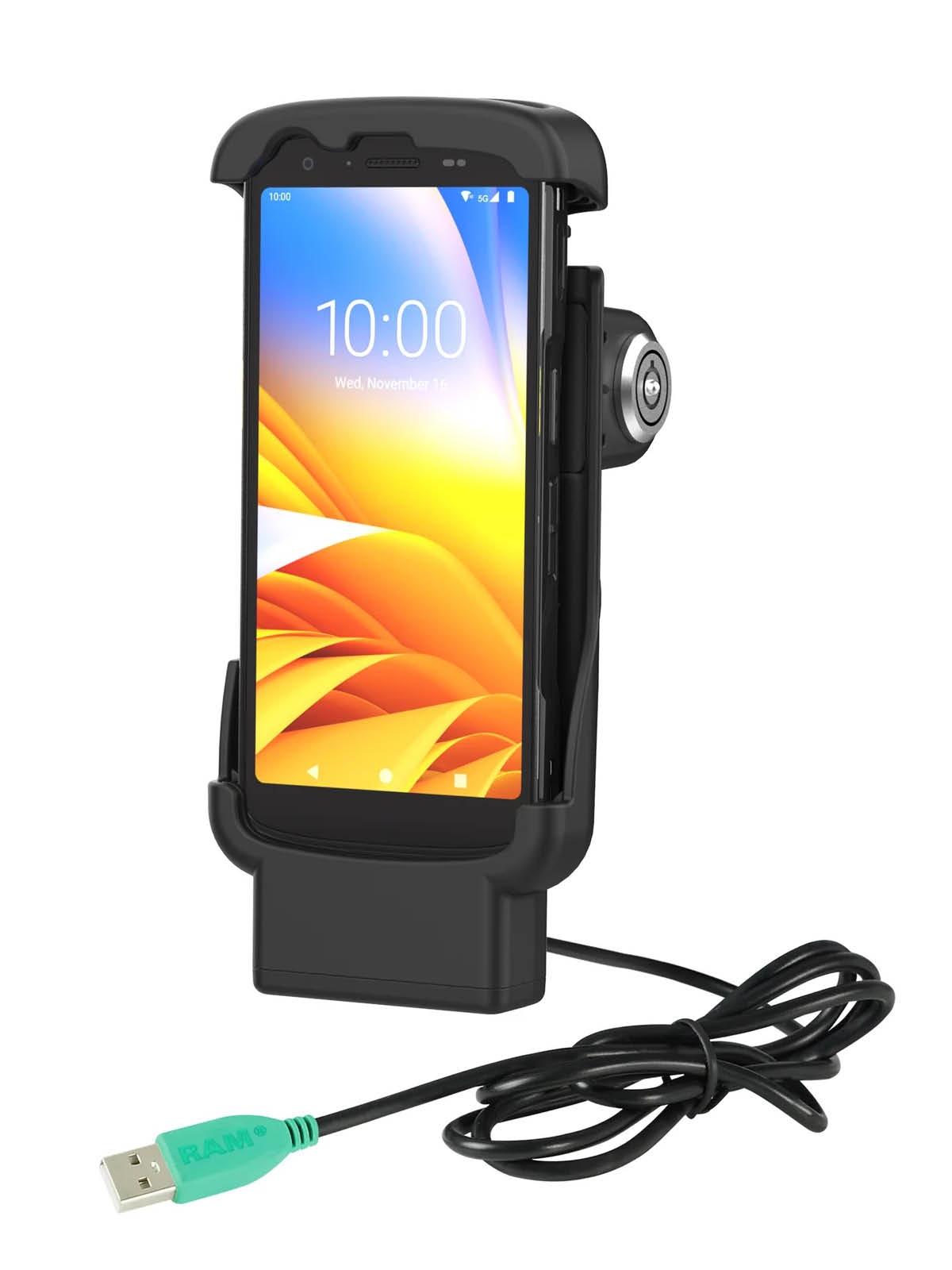RAM Mounts Form-Fit Halteschale (Schlüsselverriegelung) für Zebra TC22 & TC27 - ohne Rugged Boot - USB-A-Anschluss