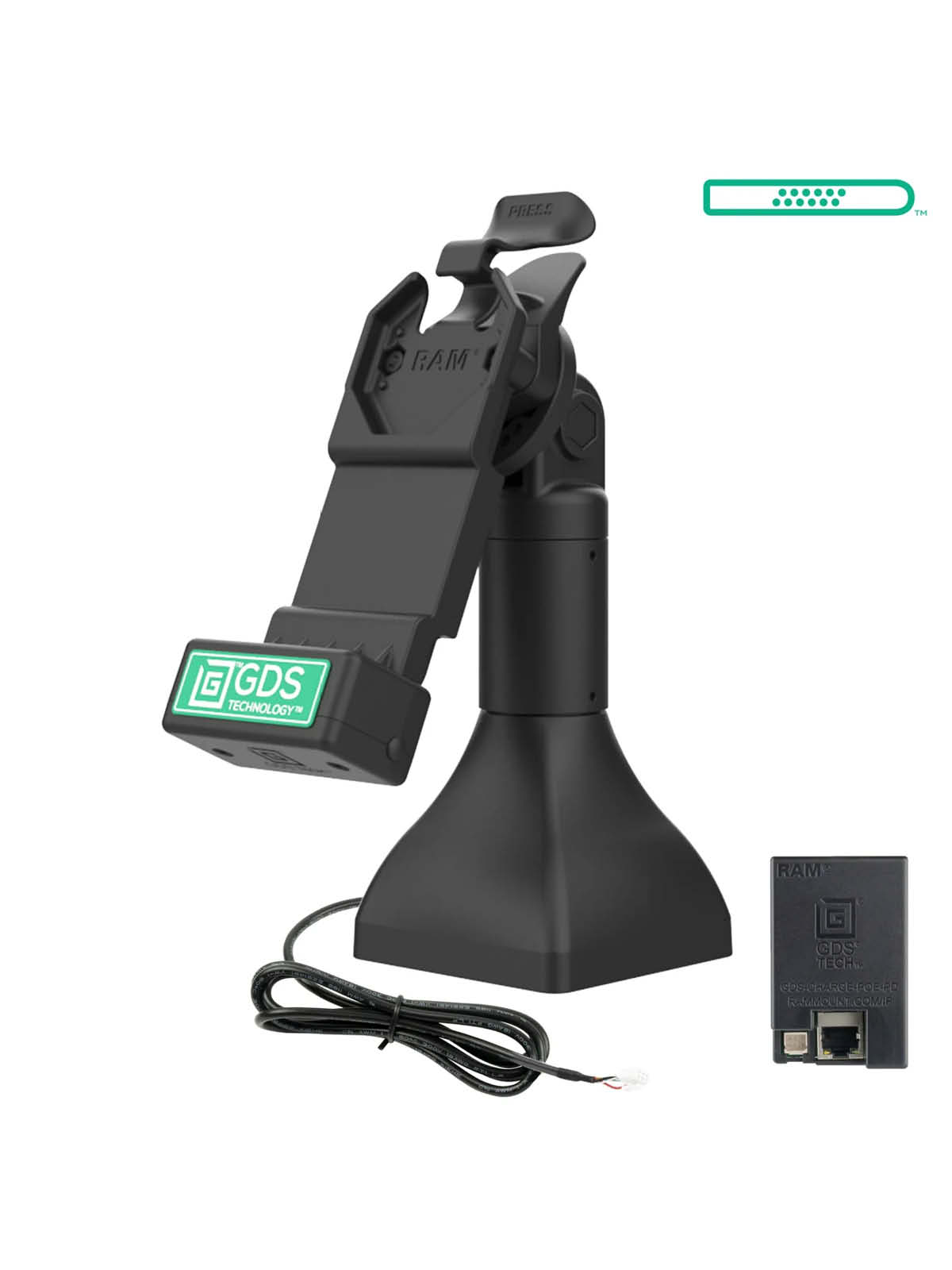 RAM Mounts GDS Uni-Conn Stand-Dockingstation (7 Zoll) - Dreh- & Schwenkbar - RJ45-Anschluss - PoE (Power over Ethernet)